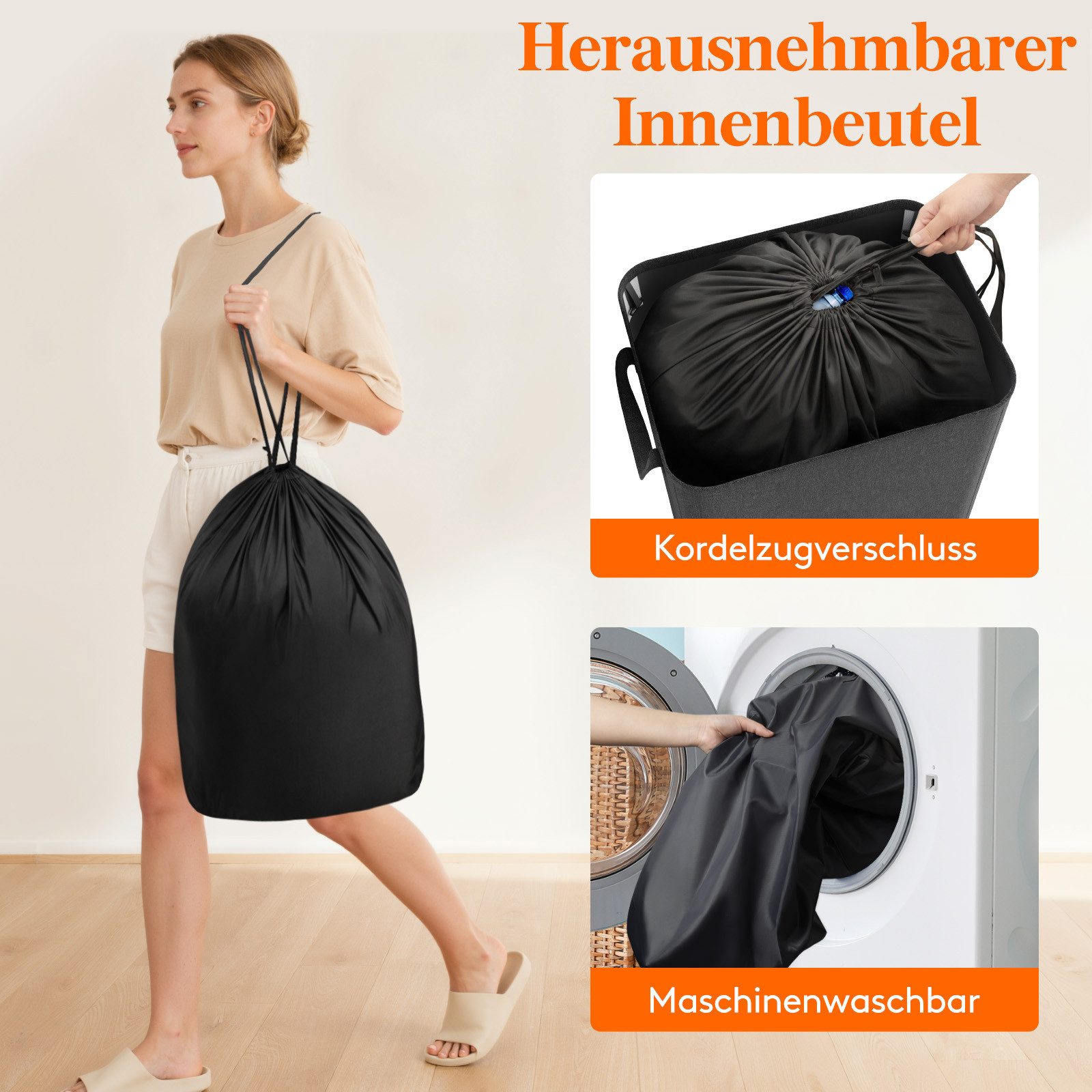 Lifewit Mülleimer Pfandflaschensammler mit Deckel Einwurfloch für Leergut Altglas Küche., 100l, Faltbar – Bild 4 von 5