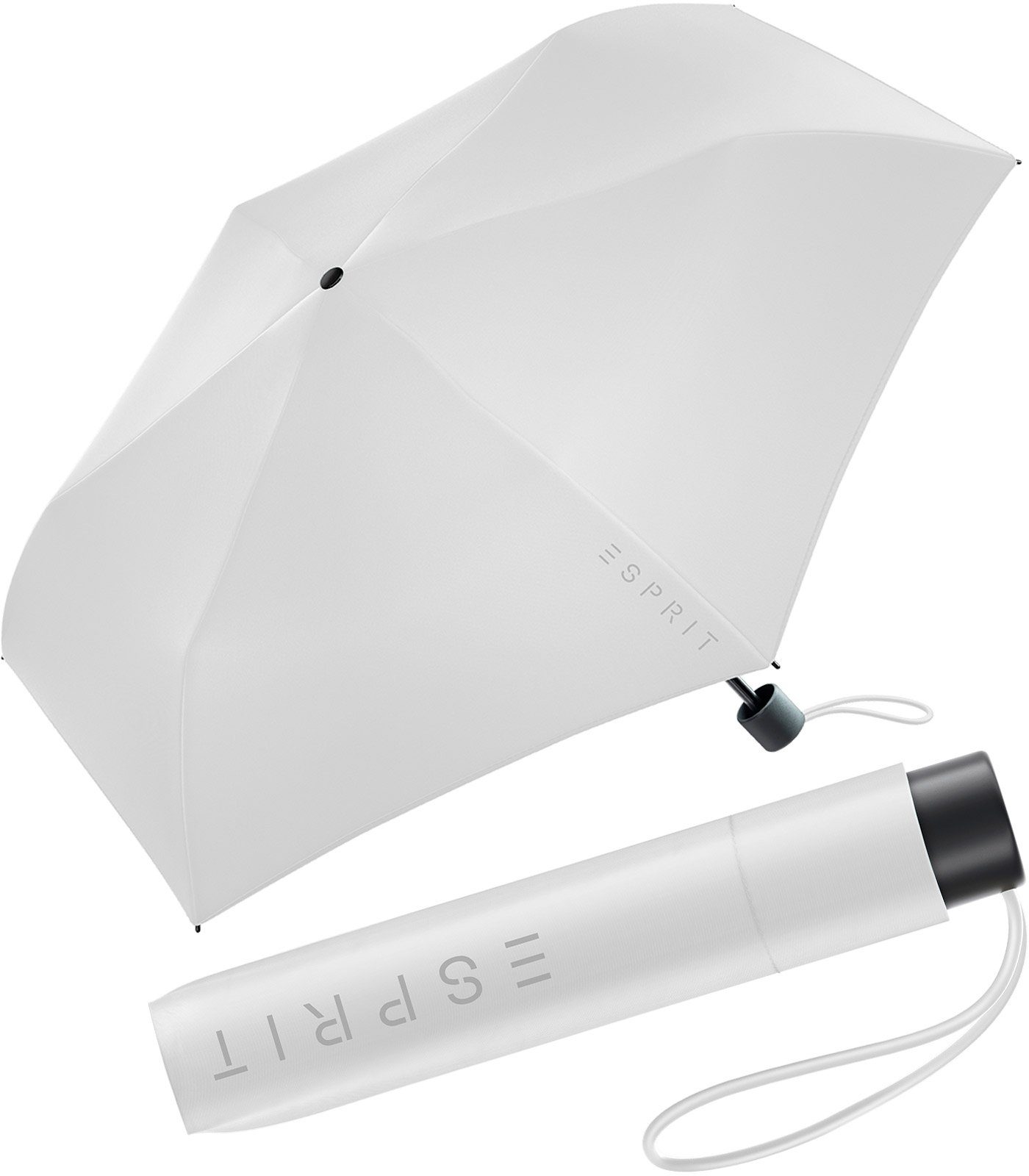 Esprit Taschenregenschirm Mini Regenschirm Damen Slimline FJ 2023, sehr leicht, in den neuen Trendfarben alt-weiß