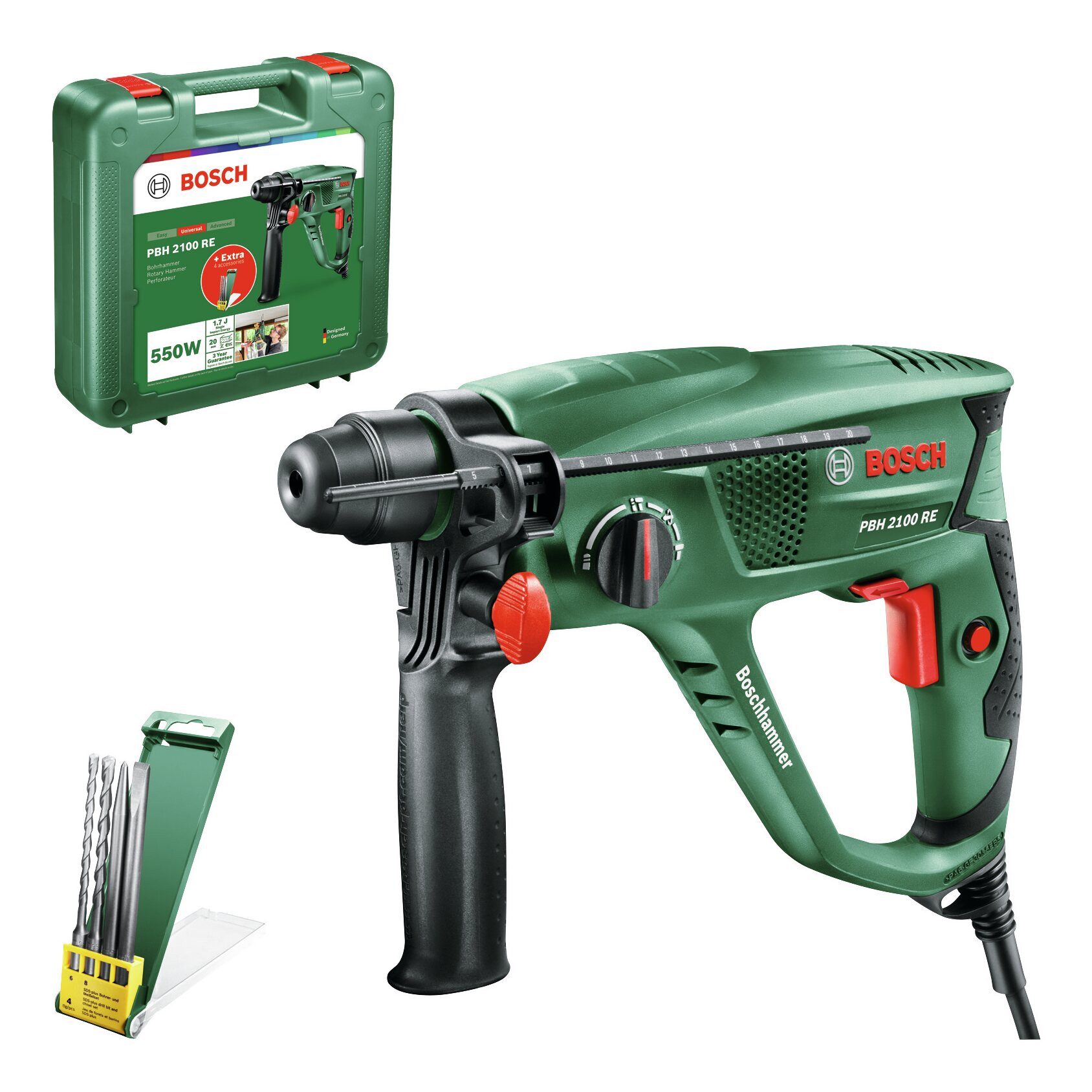 BOSCH Bohrhammer PBH 2100 RE, 230 V, max. 2400 U/min, Im Tragekoffer