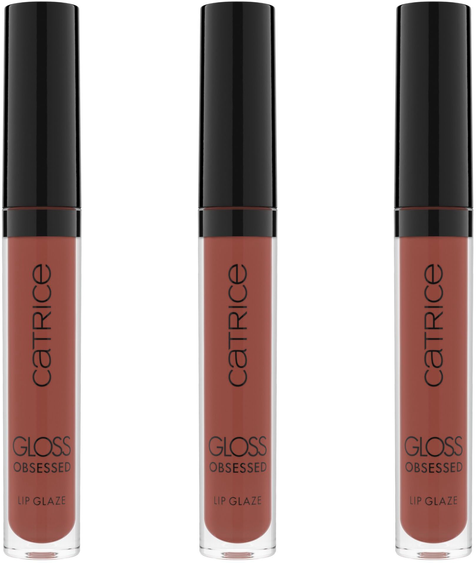Catrice Блеск для губ Gloss Obsessed Lip Glaze, 3-tlg., Warmer Braunton mit hochglänzendem Finish