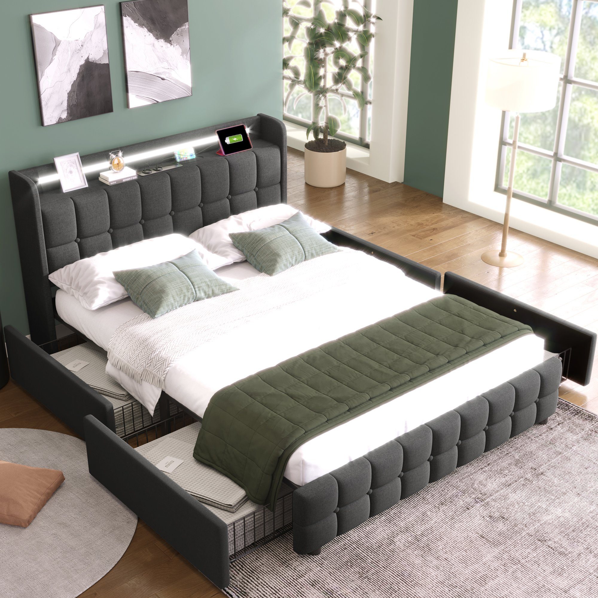 HAUSS SPOLE Polsterbett 180x200cm mit Ladefunktion, günstig online kaufen
