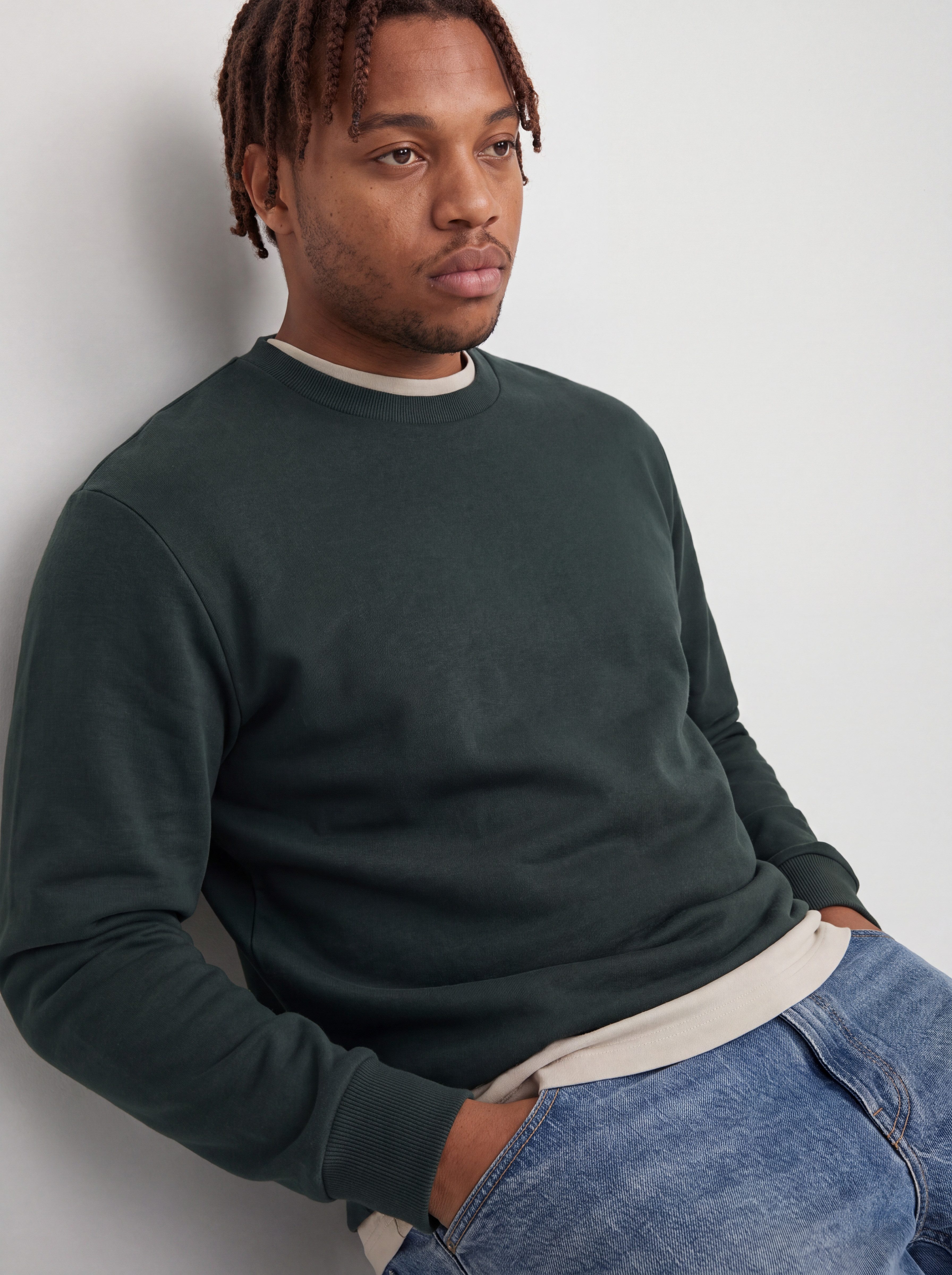 Jack & Jones PlusSize Sweatshirt JJEBRADLEY SWEAT CREW NOOS PLS mit Rippbündchen – Bild 5 von 5