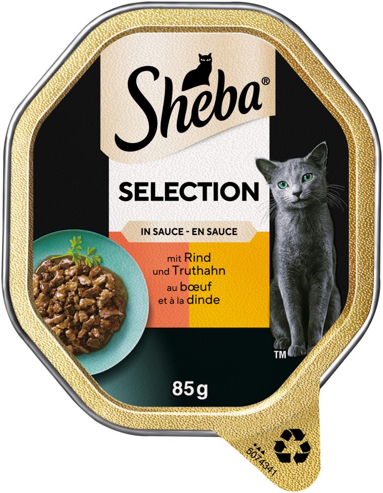 Sheba SHEBA® Schale Selection in Sauce mit Rind und Truthahn 2 x 11 x 85g, Nassfutter für: Katze