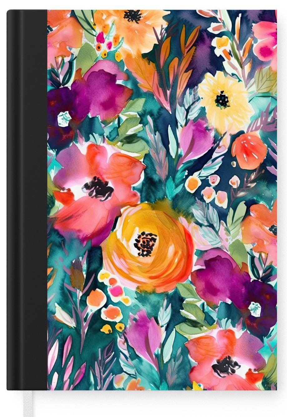 Ölfarbe Seiten, Tagebuch, A5, - 98 Notizbuch Blumen Natur, MuchoWow Kunst Notizheft, - Journal, Merkzettel, - Haushaltsbuch