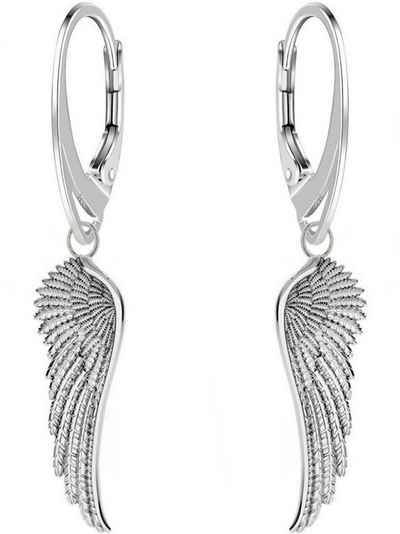 Goldene Hufeisen Paar Ohrhänger Engelsflügel Brisur Ohrringe aus 925 Sterling Silber Engel Flügel (1 Paar, inkl. Etui), Damen Ohrschmuck