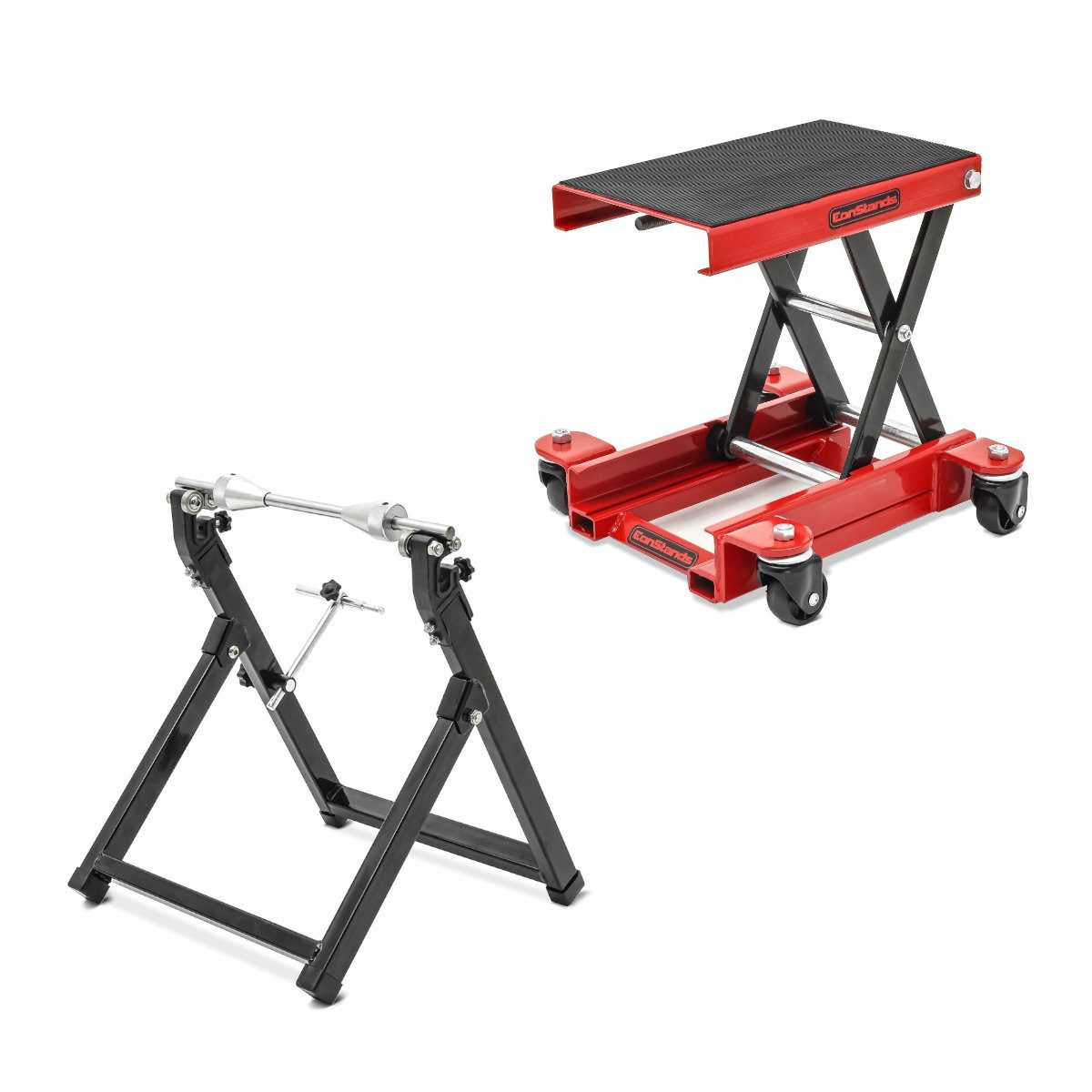 ConStands Motorradheber Set Hebebühne Rangierhilfe # Mini-Lift Mover bis 500 kg rot mit Wuchtb