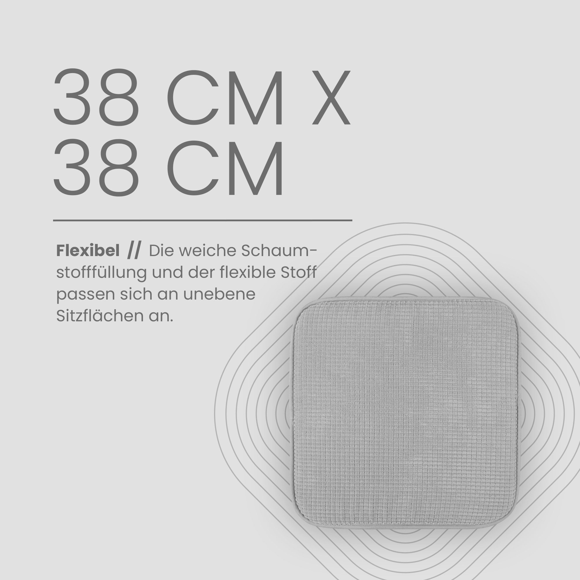 Bestlivings Stuhlkissen Struktur 38x38 cm, verschiedene Farben & Sets, Anti-Rutsch-Rückseite, angenehme Polsterung, für Indoor/Outdoor – Bild 2 von 5
