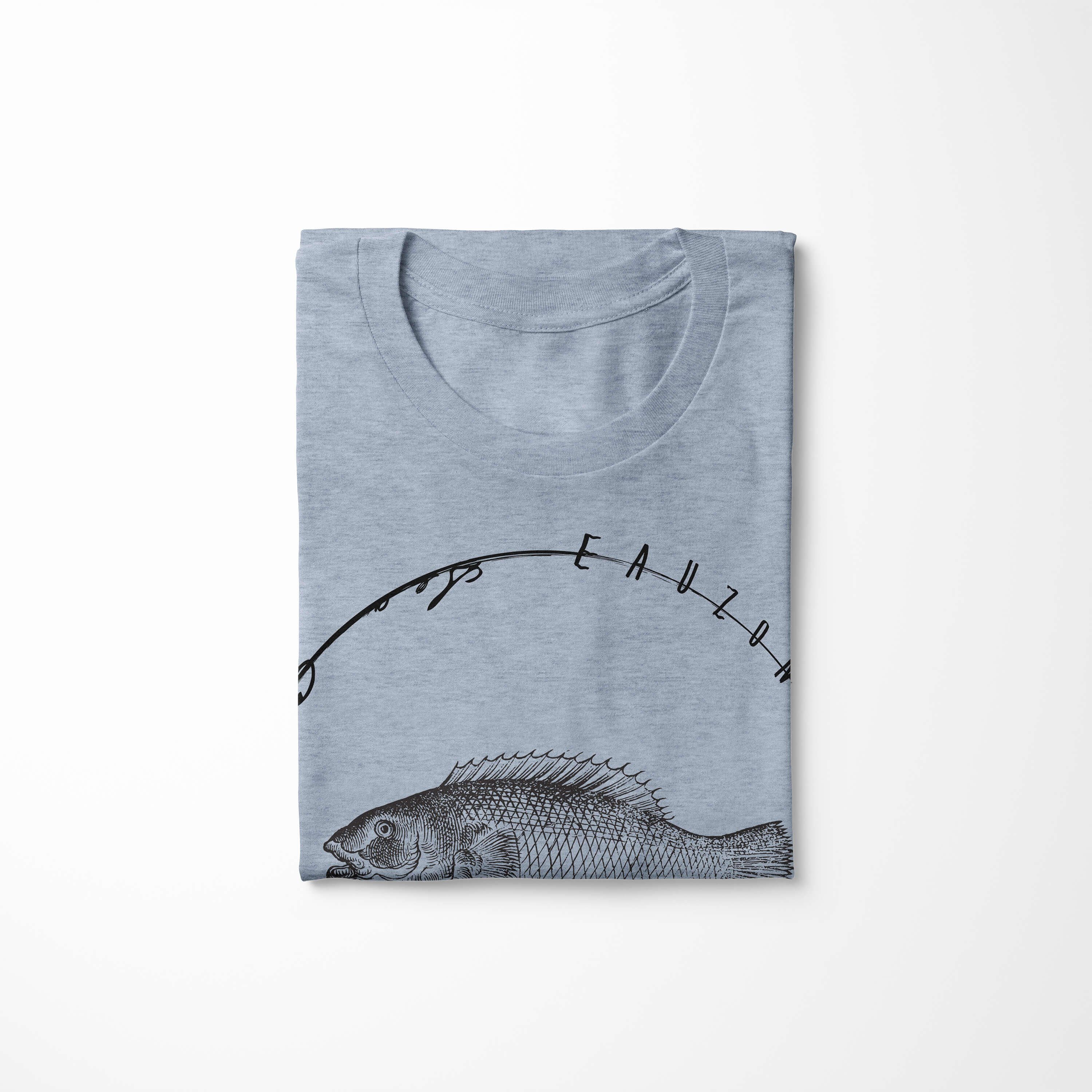 Sinus Art T-Shirt T-Shirt sportlicher / Creatures, feine - und Fische Struktur Denim Schnitt 041 Sea Stonewash Sea Tiefsee Serie