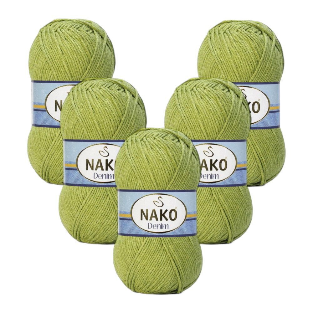 NAKO 5 x NAKO Denim Häkelwolle, 200 m, Jeansoptik,Strickgarn,Häkelgarn