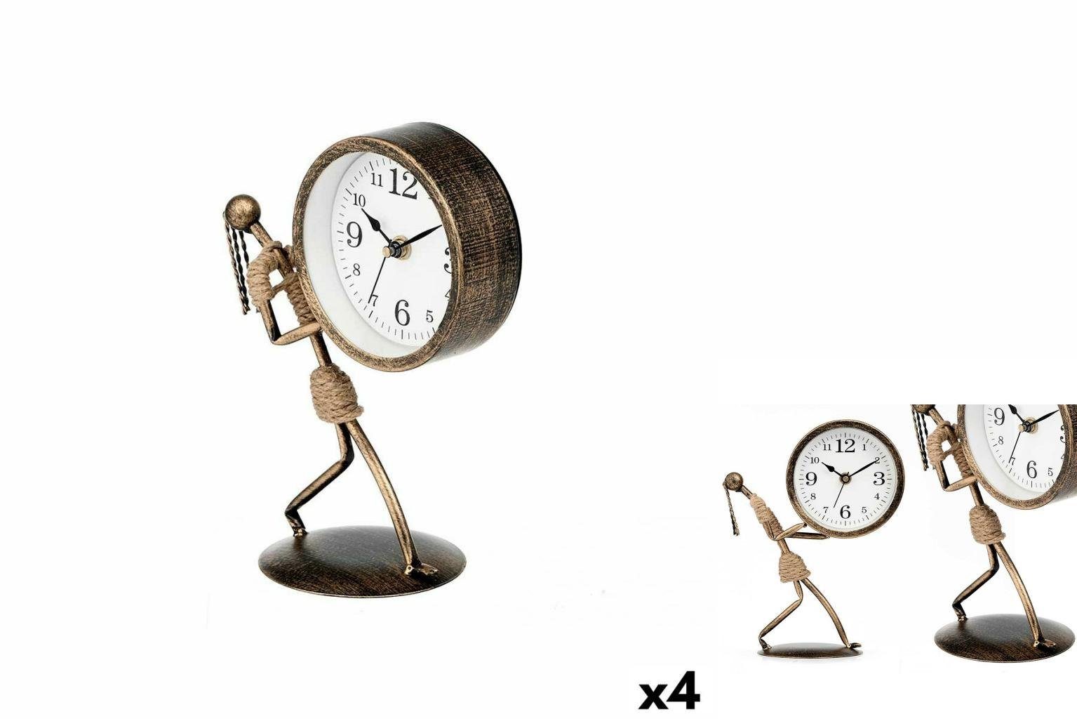 Gift Decor Uhr Tischuhr Bronze Metall 15 x 23 x 10 cm 4 Stück