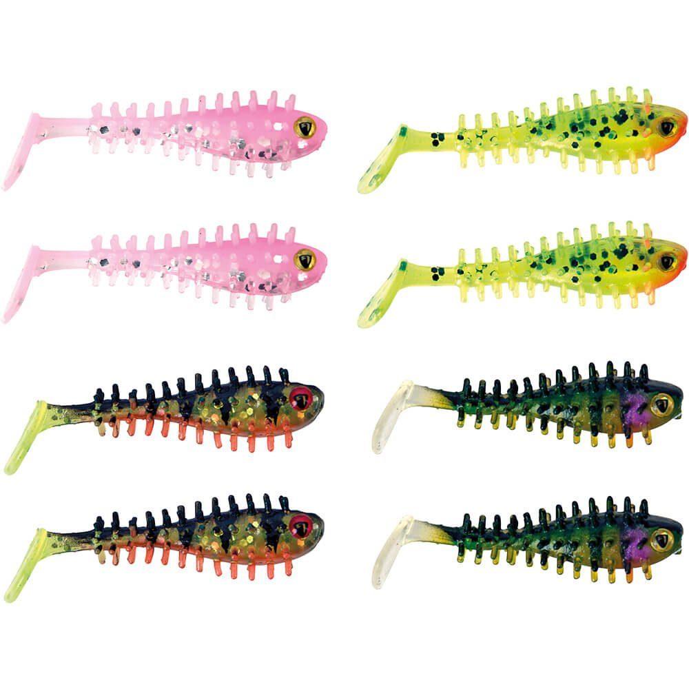 Fox Rage Kunstköder Fox Rage Micro Spikey Fry Gummifische UV Mixed Color Pack 4cm 8Stk., (8-St)