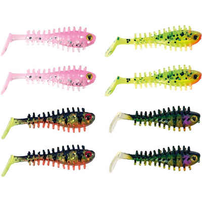 Fox Rage Kunstköder Fox Rage Micro Spikey Fry Gummifische UV Mixed Color Pack 4cm 8Stk., (8-St)