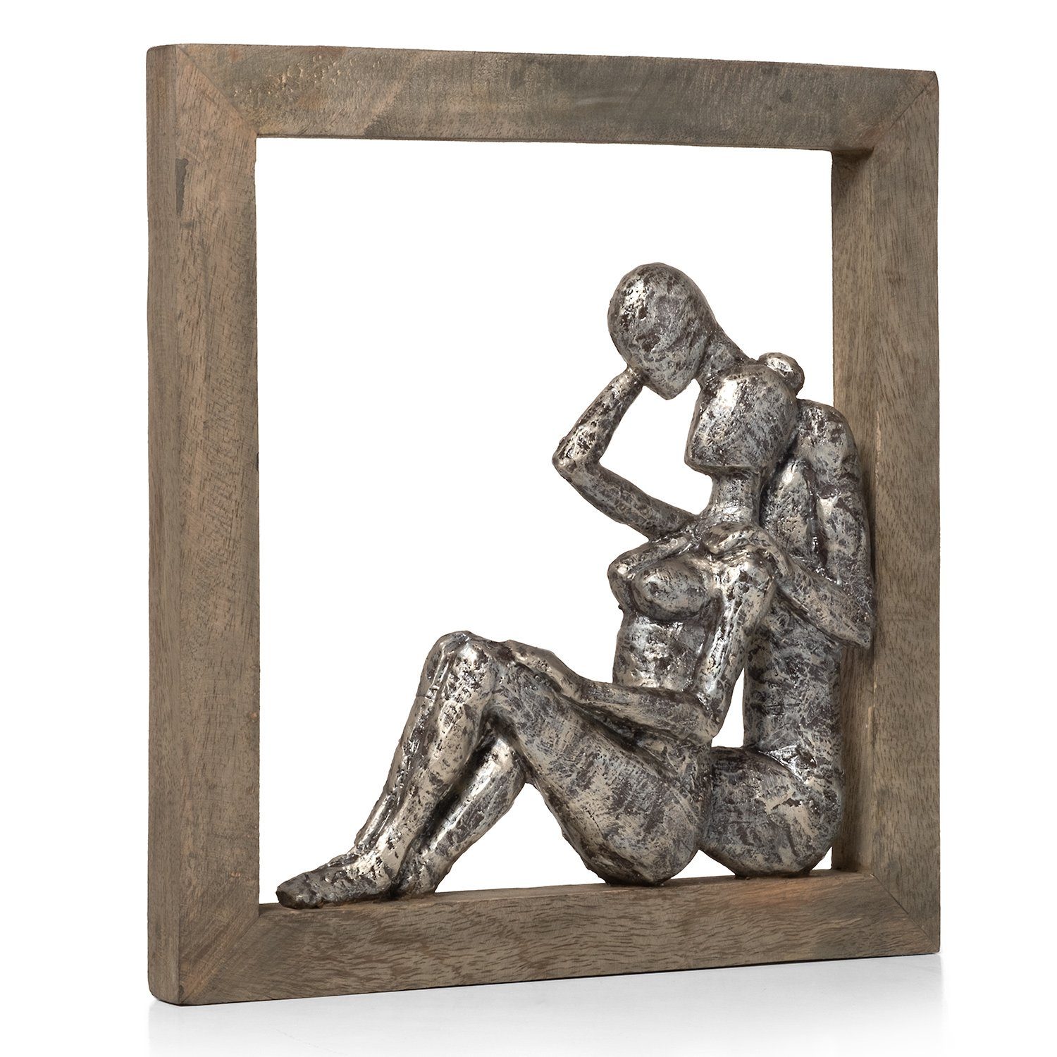 Moritz Skulptur Liebespaar Bilderrahmen 29 x 27 x 3 cm, Dekoobjekt Holz, Tischdeko, Fensterdeko, Wanddeko, Holzdeko
