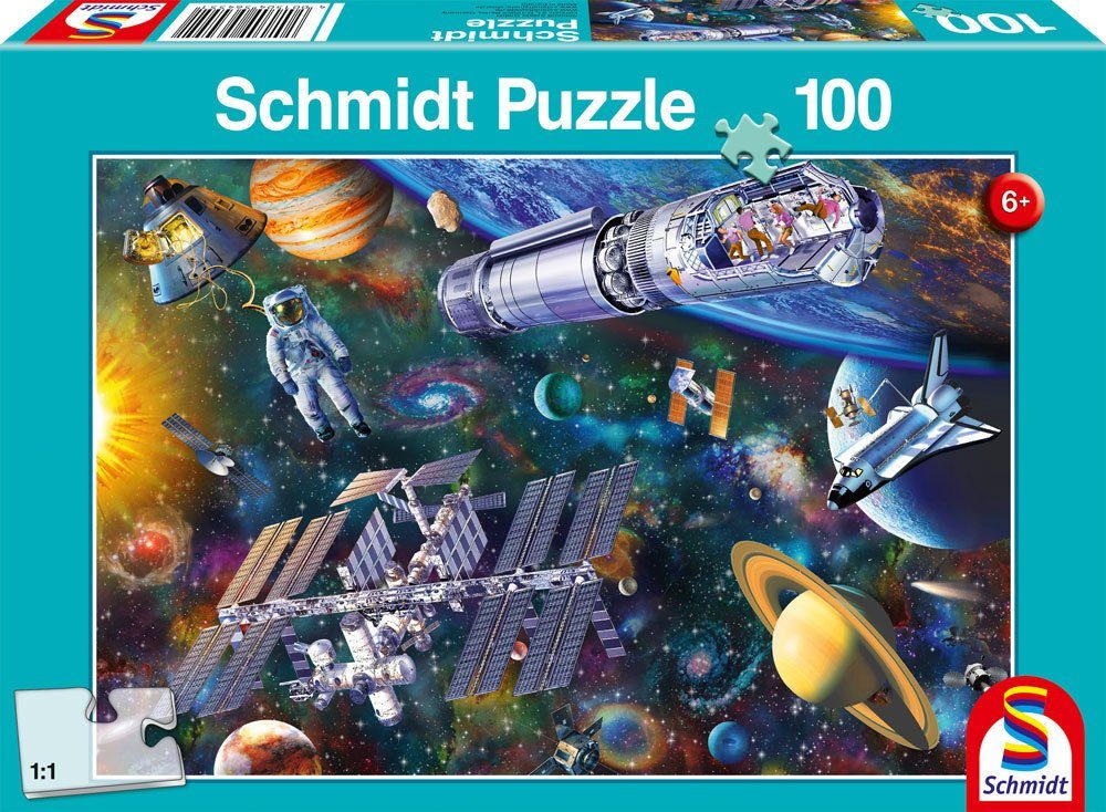 Schmidt Spiele GmbH Puzzle 100 Teile Schmidt Spiele Kinder Puzzle  Weltraumspaß 56455, 100 Puzzleteile