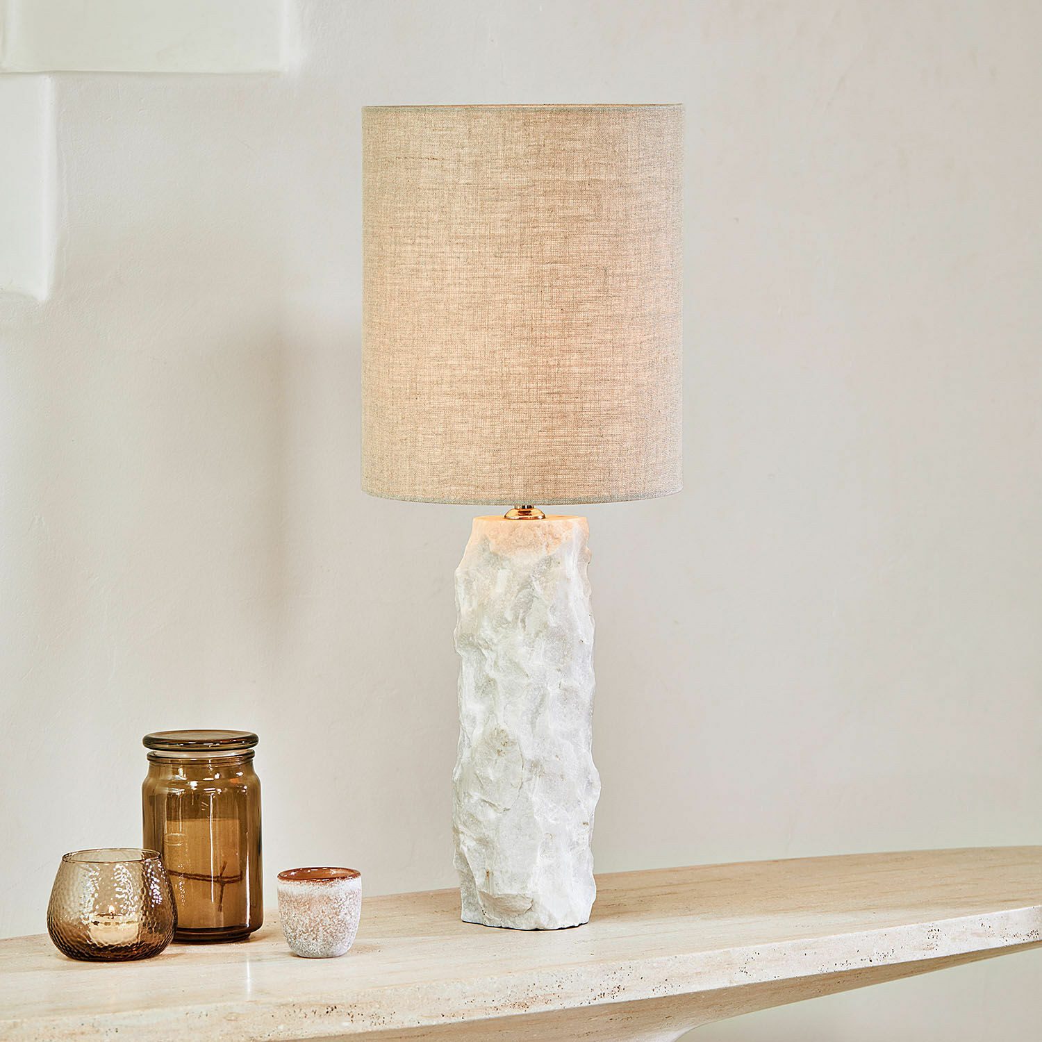 Mirabeau Tischleuchte Tischlampe Kalvaya weiß/creme