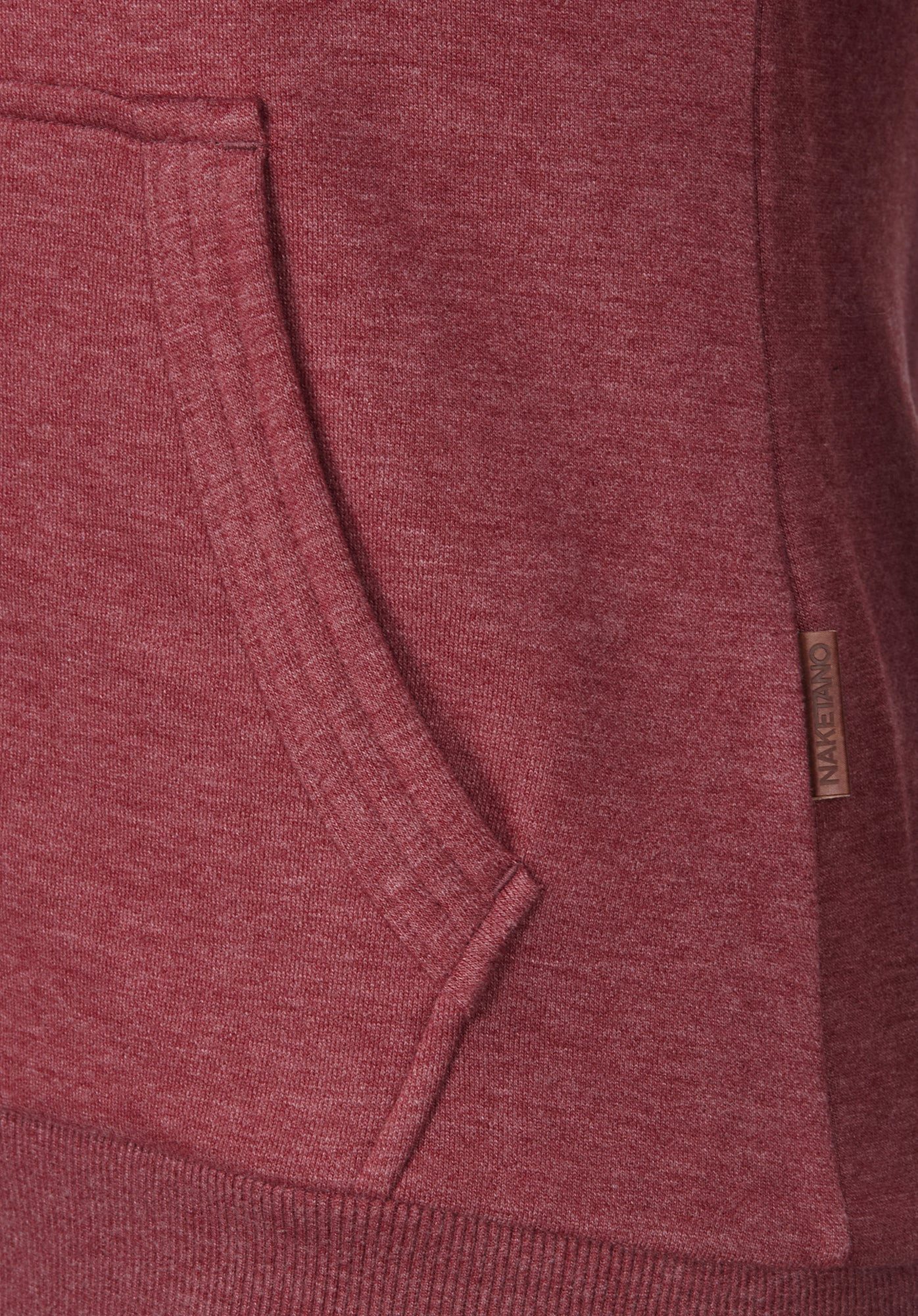 naketano Sweatjacke Damen hoher Stehkragen, Reißverschluss, weiche Sweatware, Rippbündchen seitliche Taschen, Kordelzug, Logo-Patch, casual, Streetwear, meliert – Bild 5 von 5