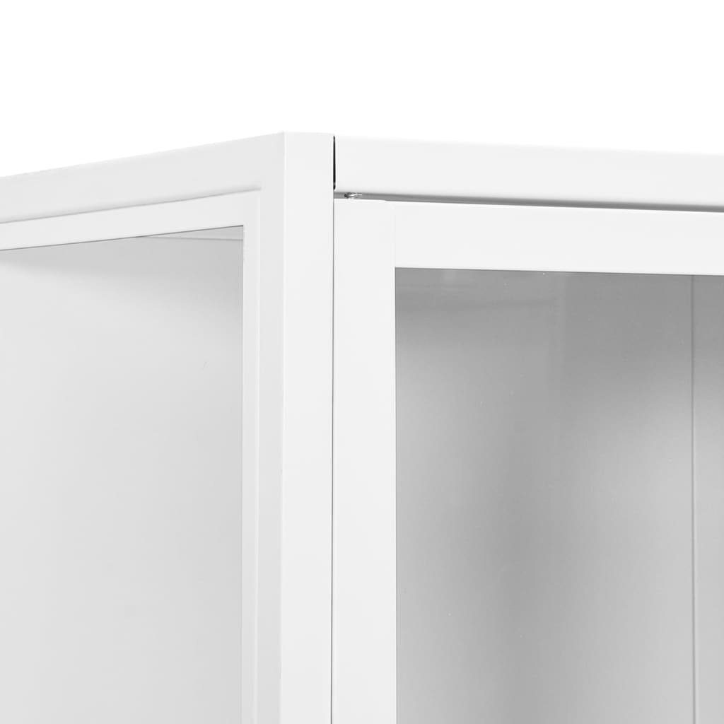 vidaXL Kleiderschrank Gehärtetes 80x35x135 und Stahl Glas Weiß Highboard cm