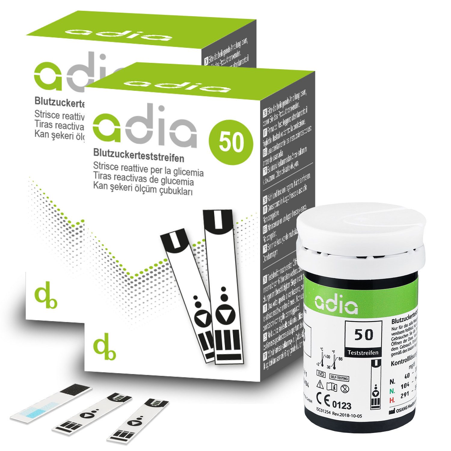 ADIA Blutzucker-Teststreifen adia Blutzuckerteststreifen, 100 Stück, 100-tlg.