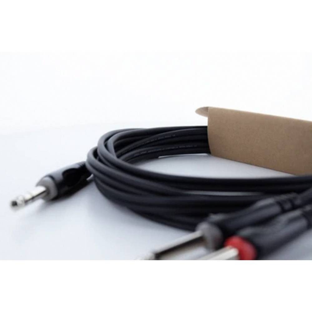 Cordial Y-Adapter Connector 1: Plug 6.3 stereo black/2x Plug 6.3 14878 Audio- & Video-Kabel