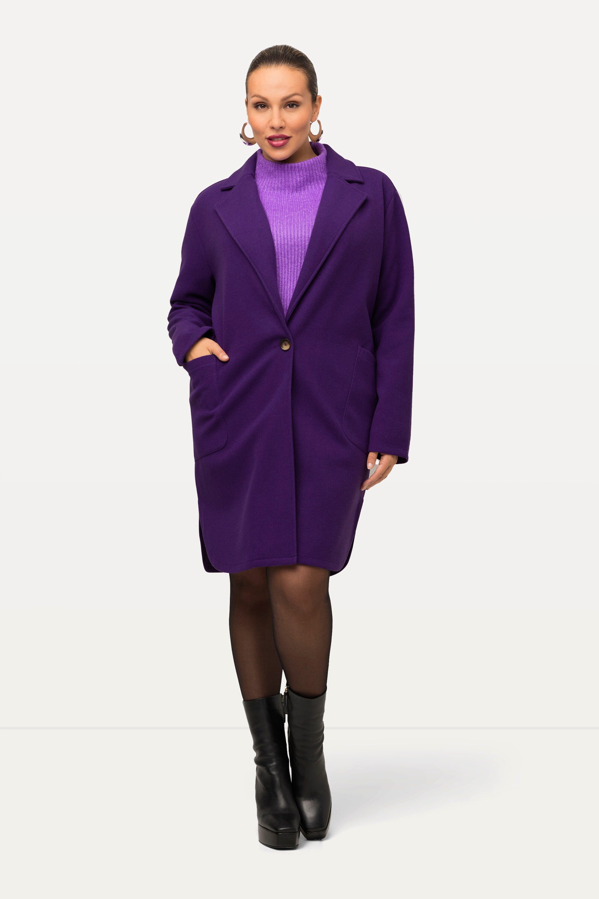 Ulla Popken Sweatjacke Sweatmantel Reverskragen Oversized günstig online kaufen