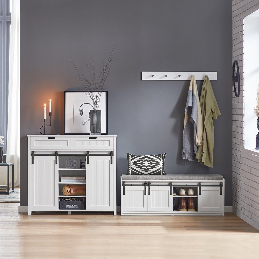 SoBuy Küchenschrank Sideboard mit Schiebetür Buffet Kommode Weiß FSB74-W günstig online kaufen