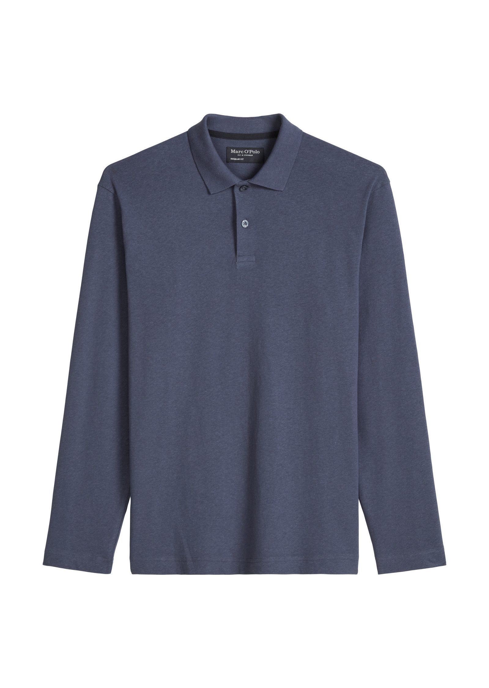 Langarm-Poloshirt aus Baumwoll-Leinen-Mix
