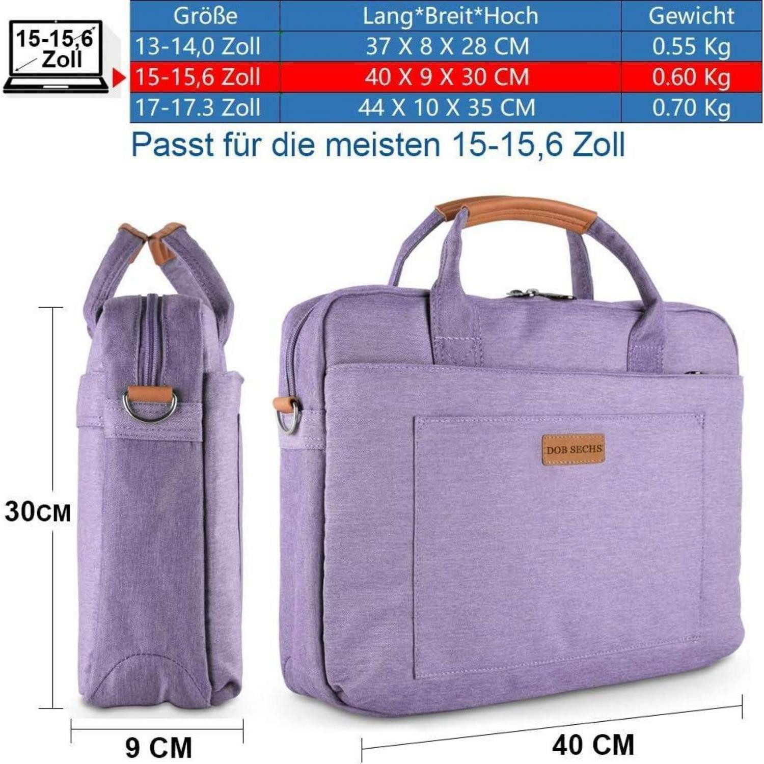 LuxusKollektion Laptoptasche Laptoptasche 15-15.6 Zoll violett mit Schulterriemen & Trolley-Gurt