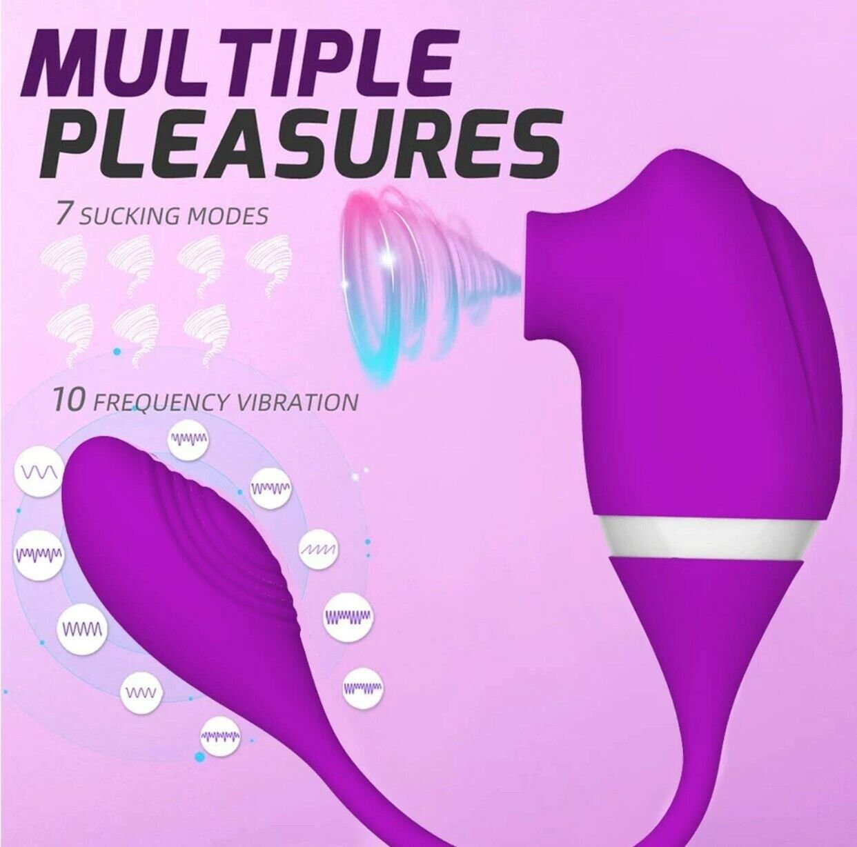 denu-shop Vibro-Ei Leistungsstarker Vibro USB, Sauger Sexspielzeug mit und 7 Ei Nippel Klitoris Vibrationsmodi 10 Saugfunktionen