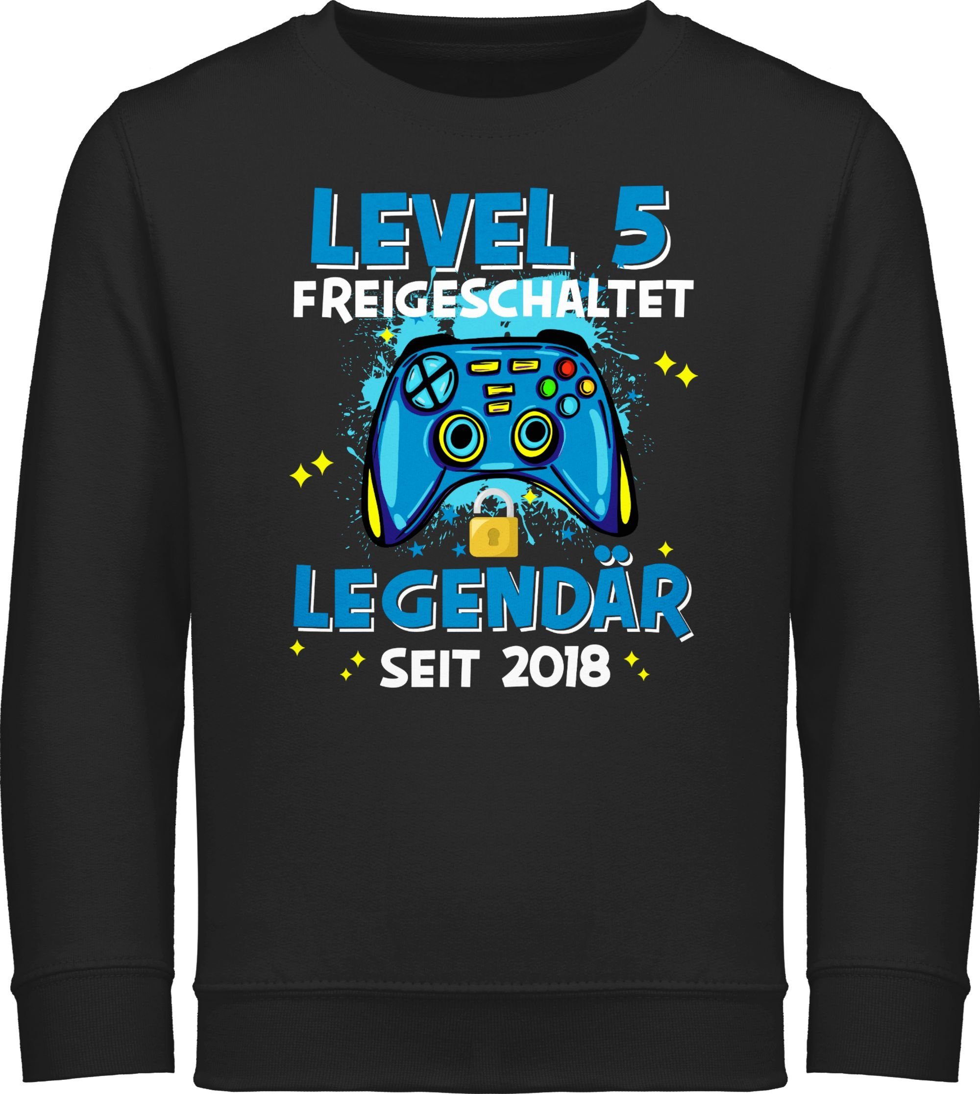 Shirtracer Sweatshirt Level 5 freigeschaltet Legendär seit 2018 5. Geburtstag 2 Schwarz
