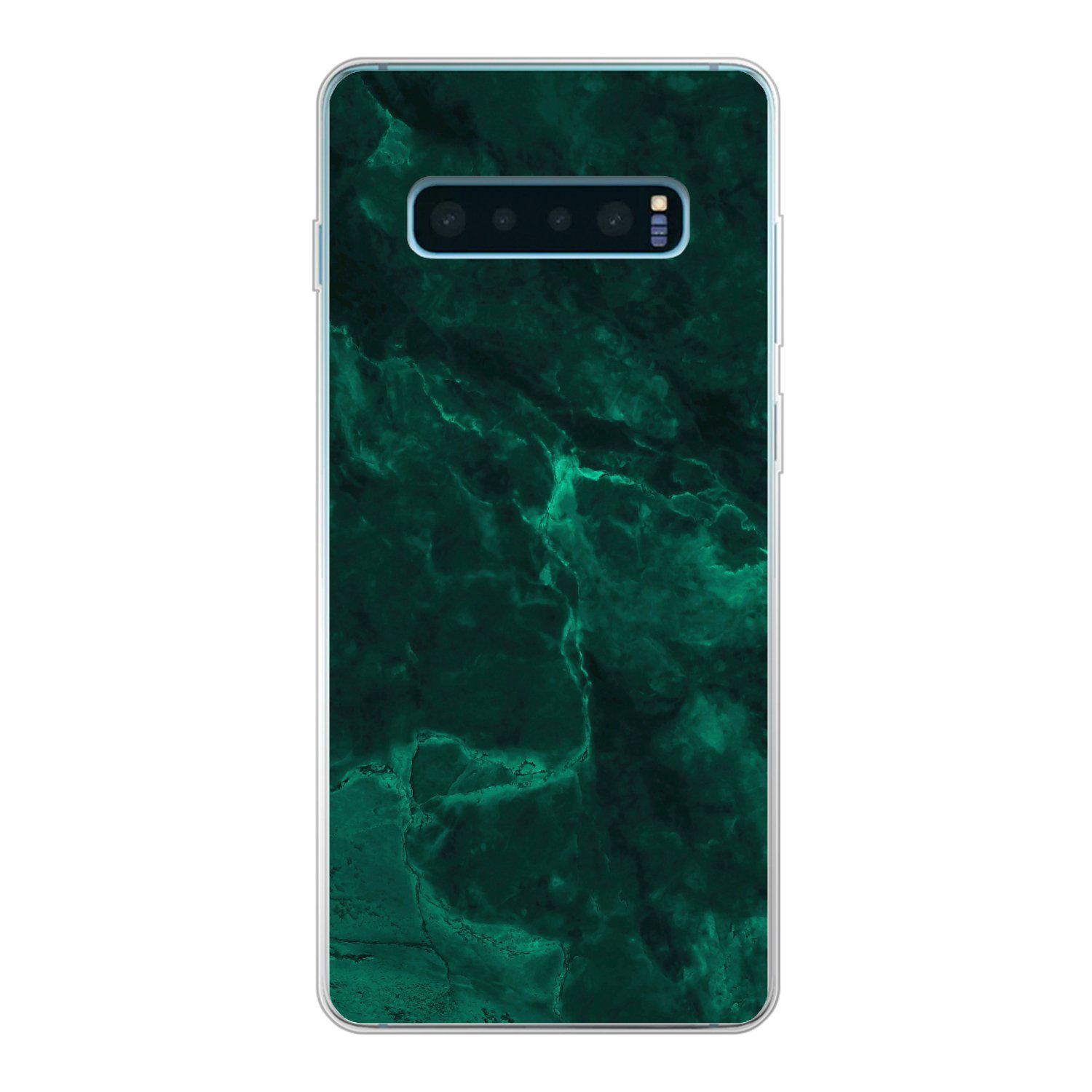 MuchoWow Handyhülle für Samsung Galaxy S10 Plus Marmor - Limone - Grün - Strukturiert - Ma, Phone Case, Silikon, Schutzhülle Dünn