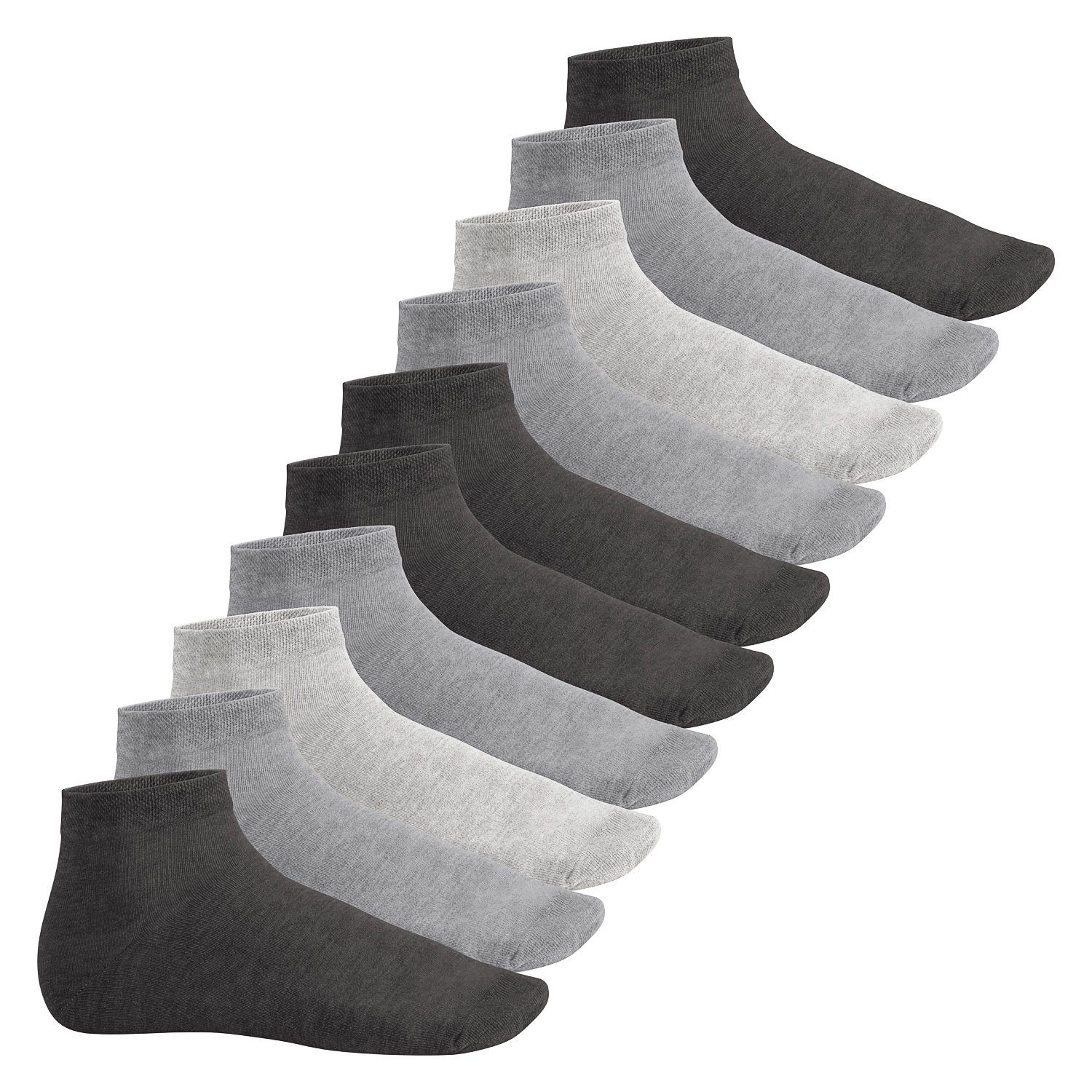 Footstar Kurzsocken Sneak It! Damen & Herren Kurzschaft Sneaker Socken (10 Paar) Classic Grey