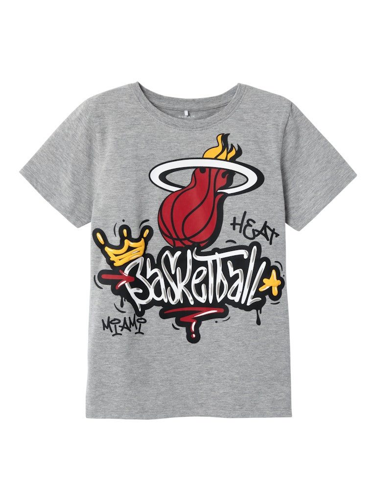 Name It T-Shirt NBA Print Design T-shirt - Rundhals Kurzarmshirt Oberteil 7537 in Grau-2
