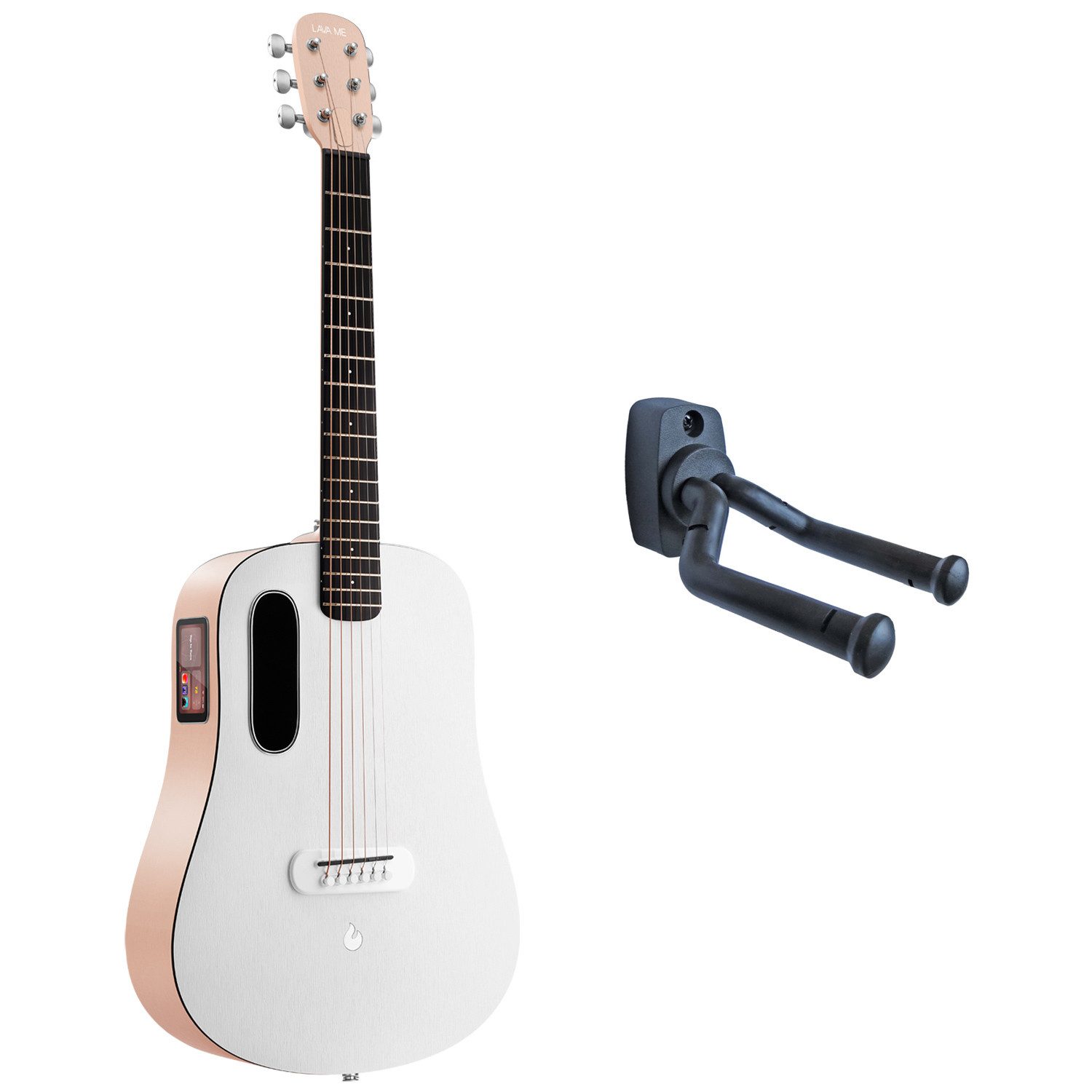 Westerngitarre Lava Music Gitarre ME Play 36 Zoll Light Peach mit Wandhalterung