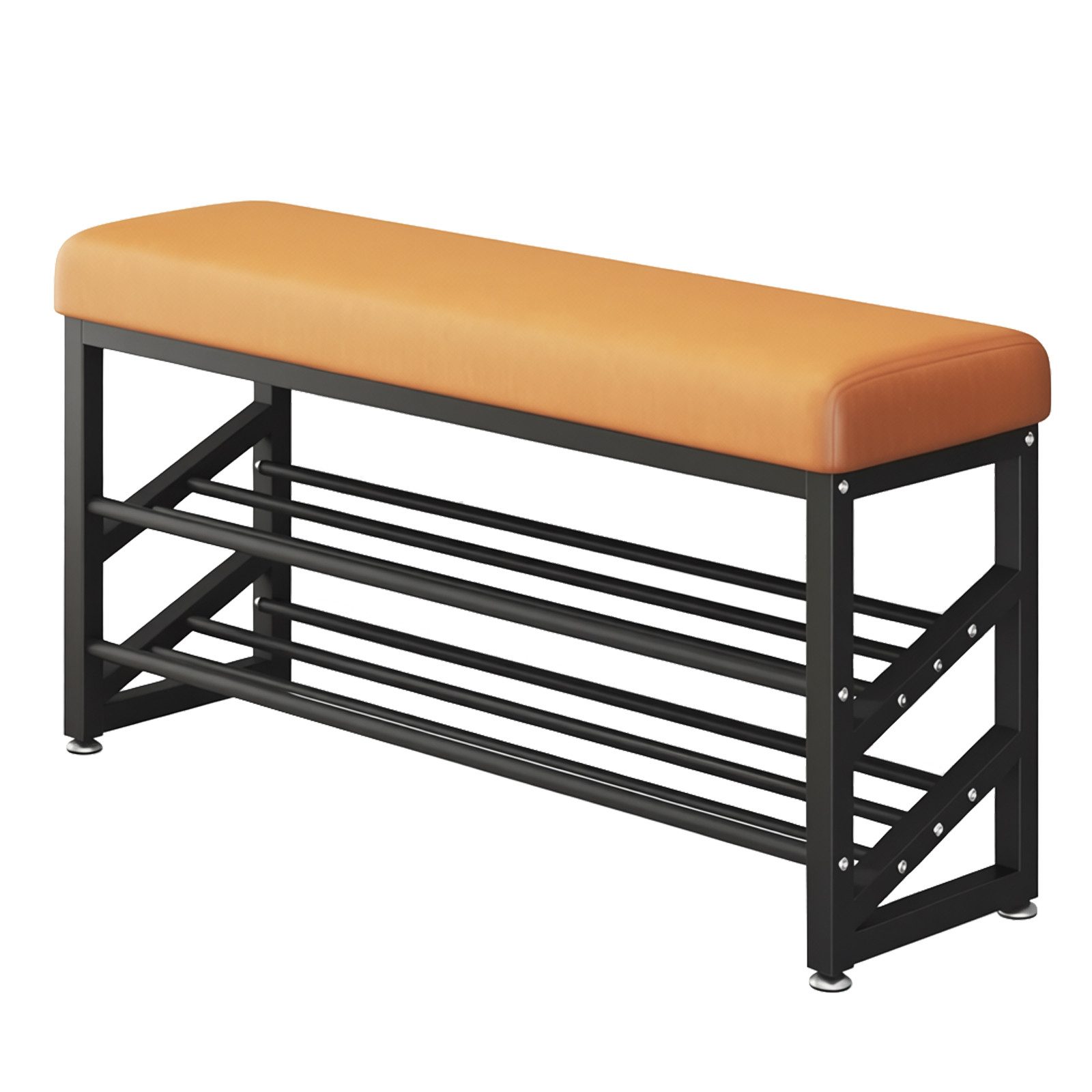 HTI-Living Schuhregal Schuhregal Metall 2 Ebenen mit Sitzkissen Orange, Stück 1-tlg.