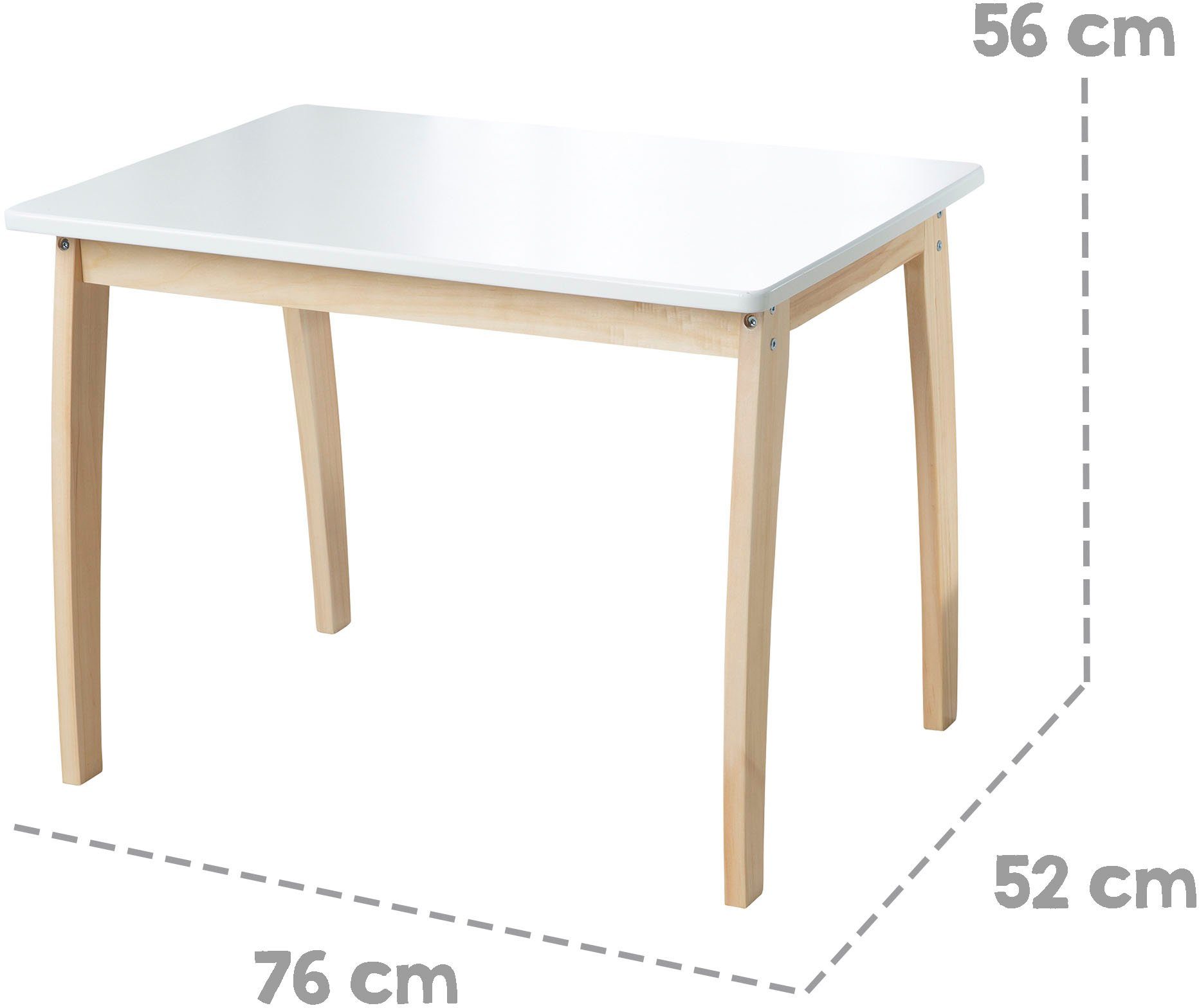 roba® Kindertisch mit lackierter Tischplatte, weiß farbig