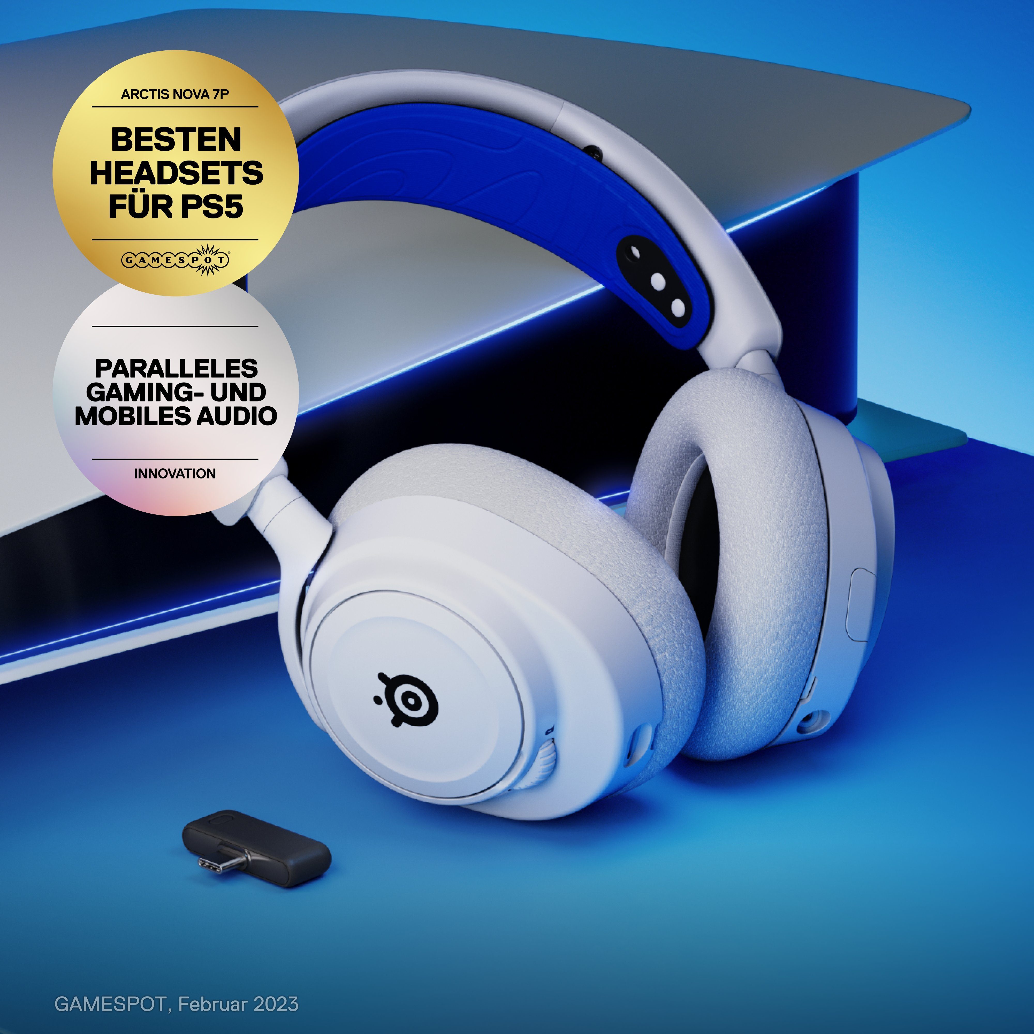 Nova 7P (Noise-Cancelling) White Gaming-Headset SteelSeries Arctis