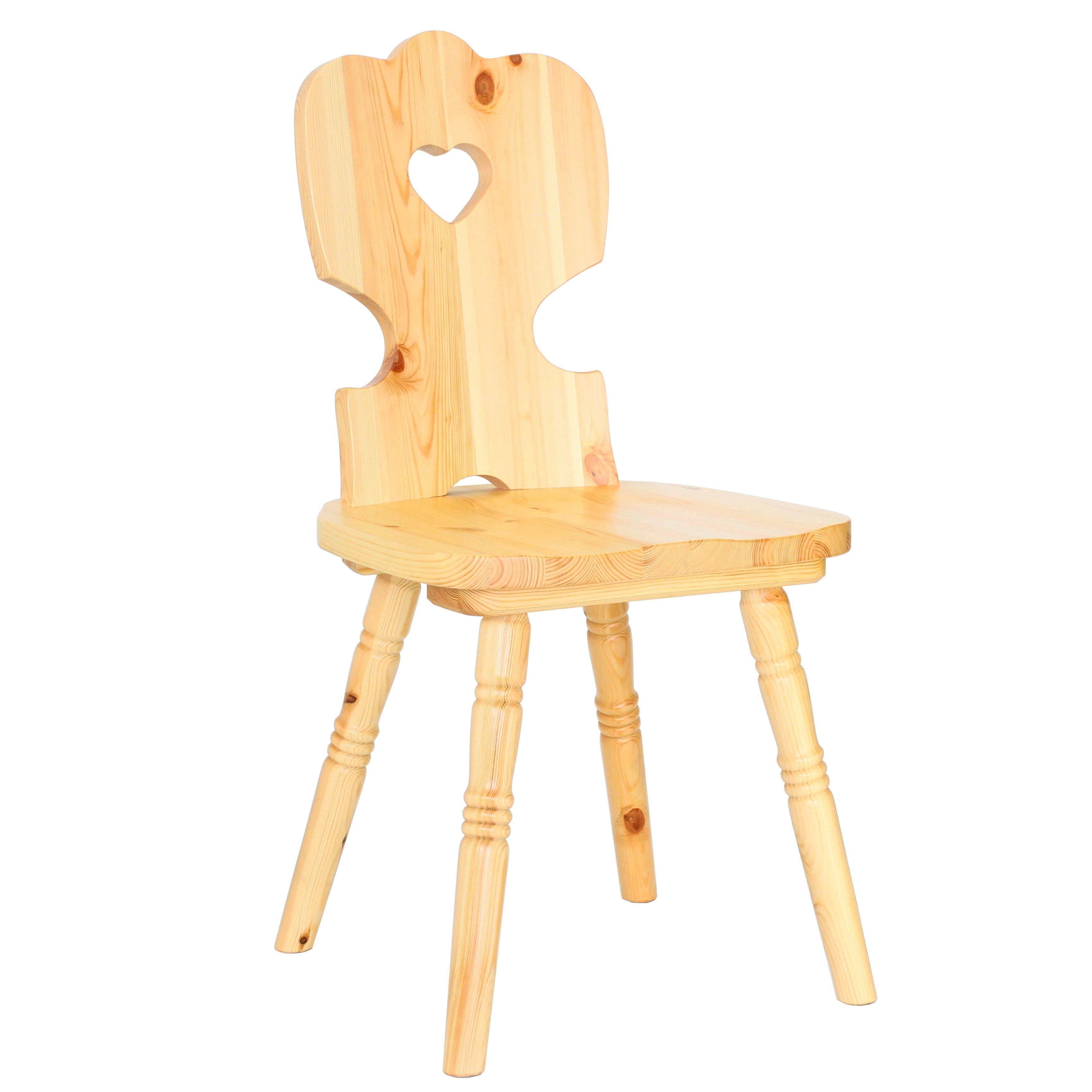 pemora Holzstuhl Bauernstuhl Kiefer massiv Stuhl mit Herz IRINA natur