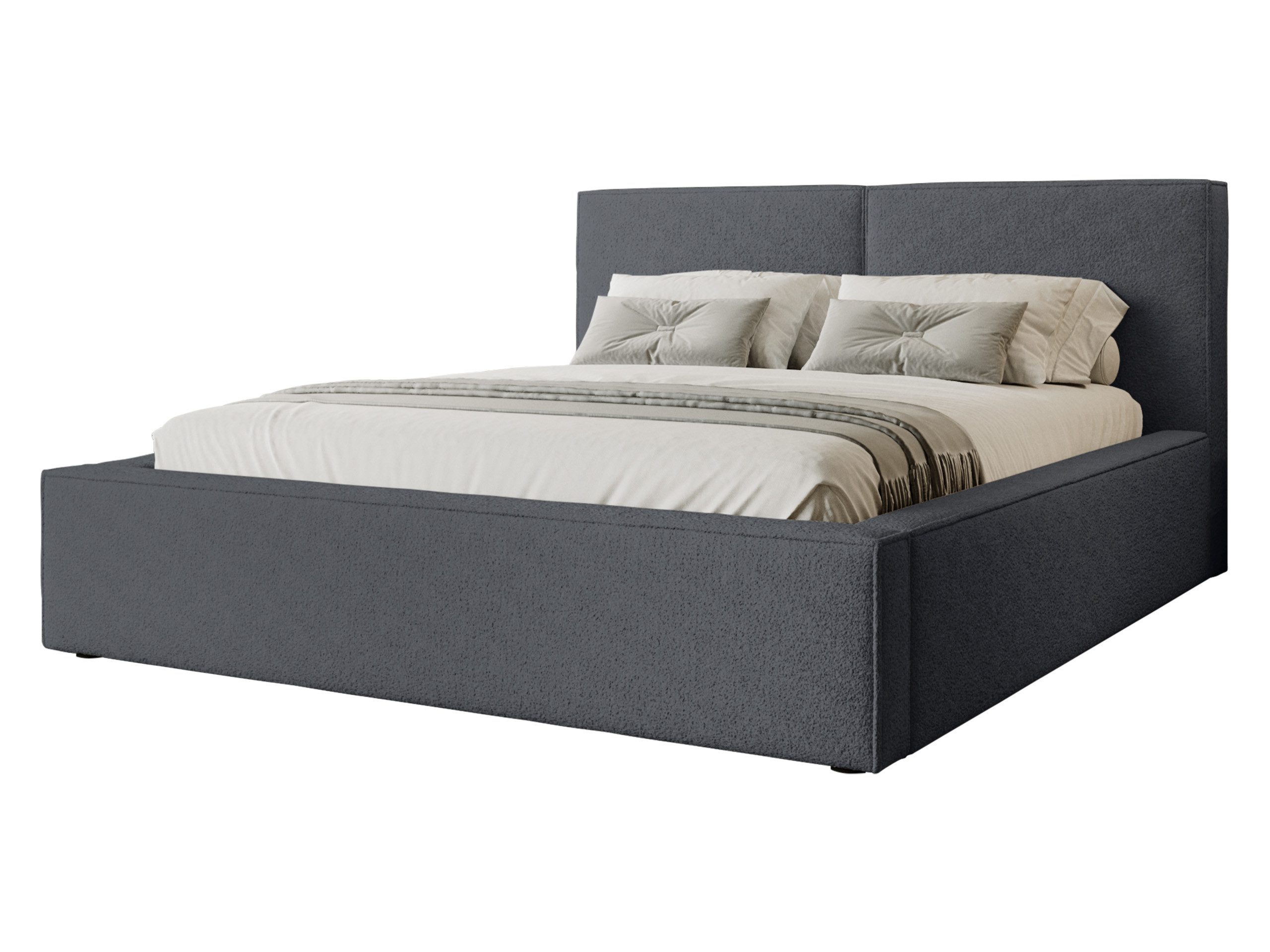 MIRJAN24 Polsterbett Santos Boucle (mit Bettkasten), Leistenlattenrost mit Metallrahmen