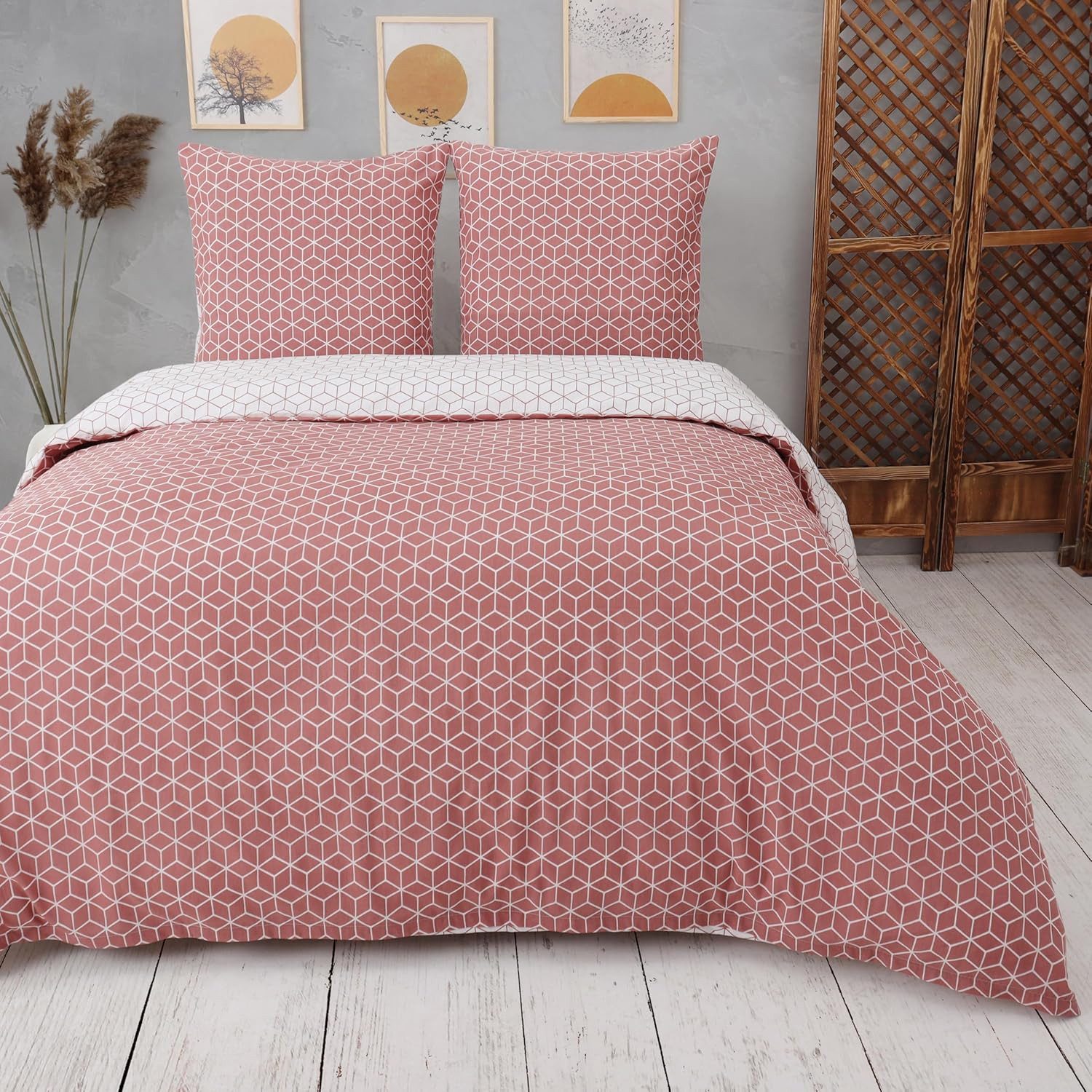 Vency Home Bettwäsche in Gr. 135x200, 155x220 cm oder 200x200, 2 teilig, 1x Bettbezug Reißverschluss + 1x Kissenbezug 80x80 Umschlagverschluss