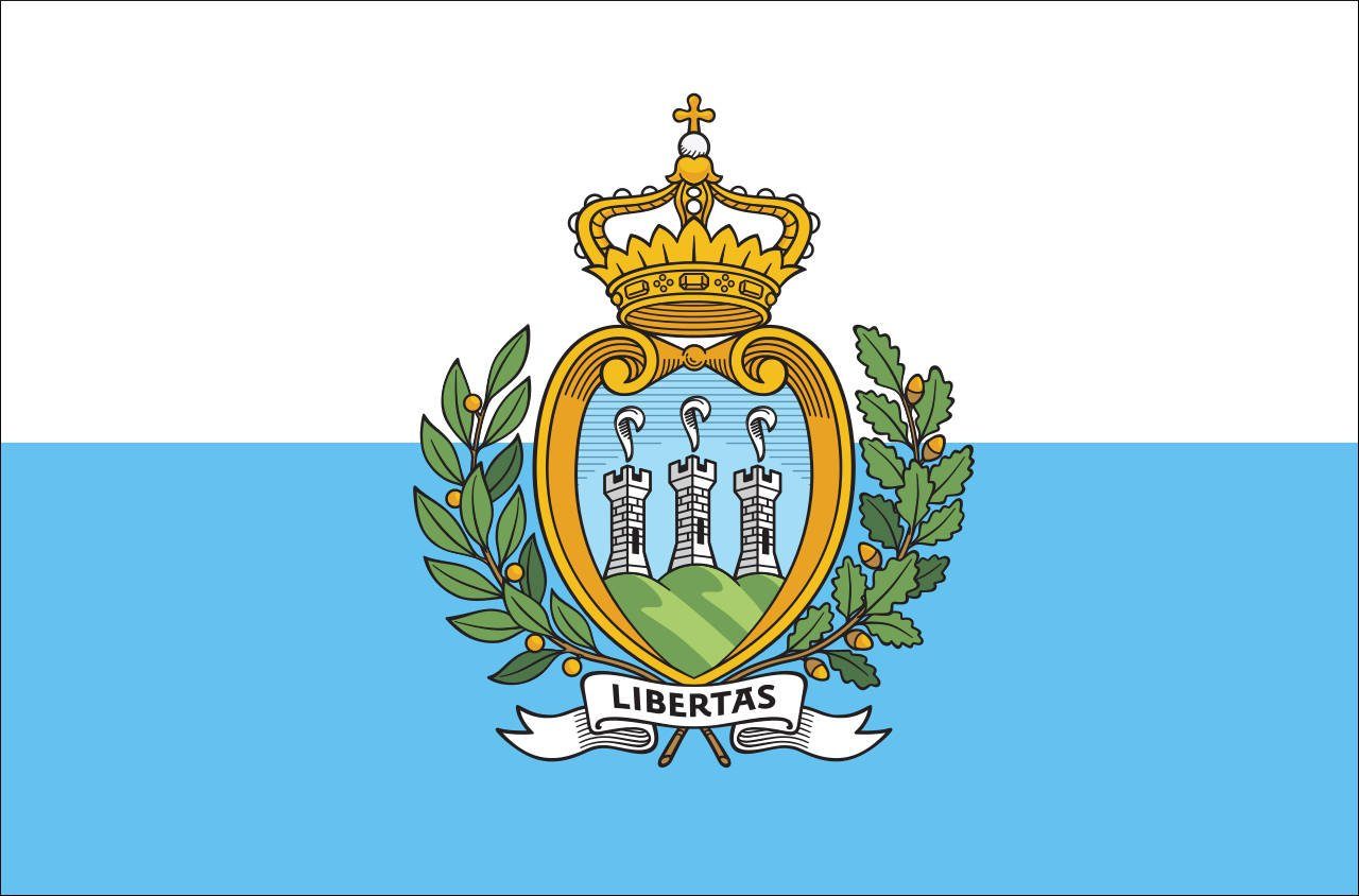 flaggenmeer Flagge San Marino mit Wappen 120 g/m² Querformat
