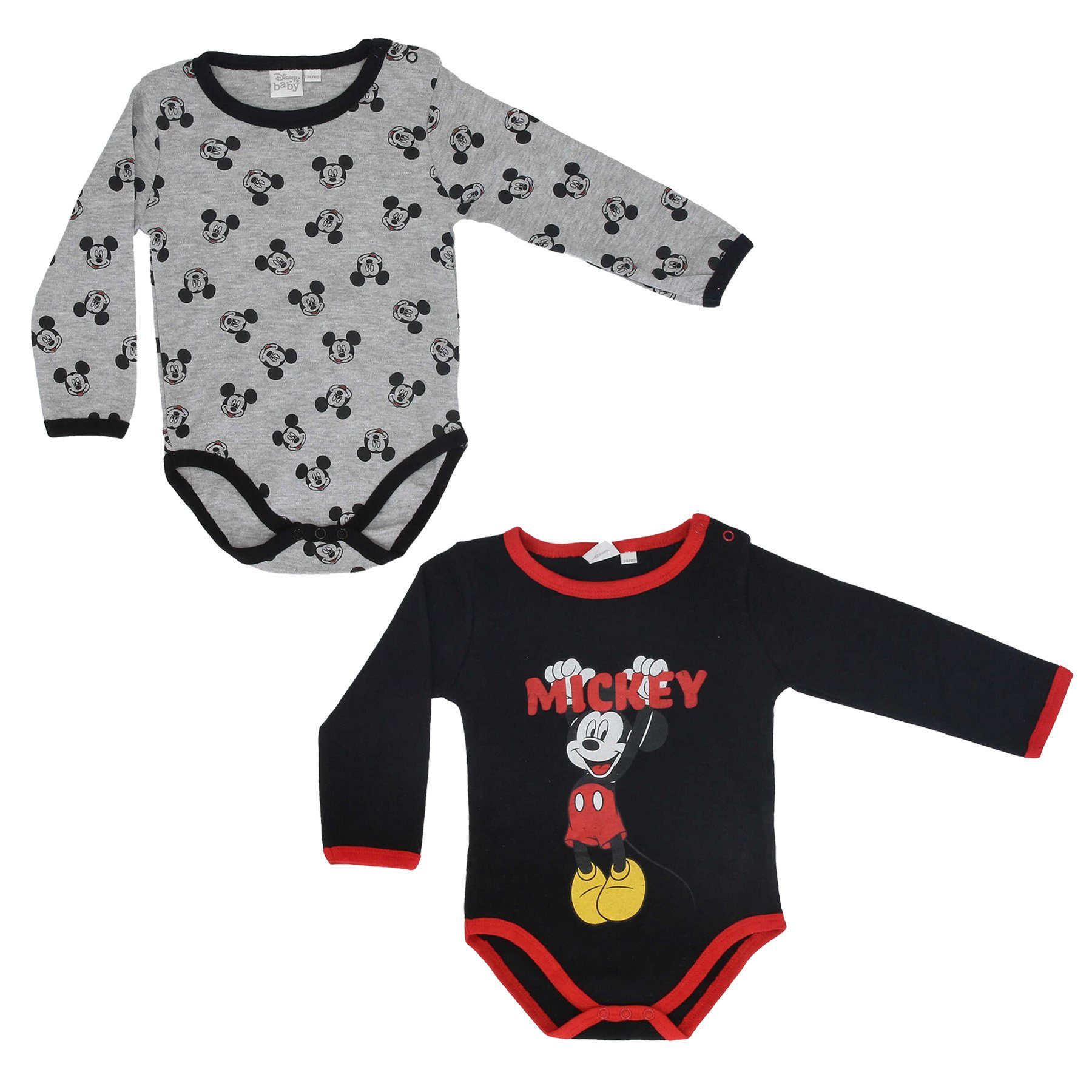 Disney Langarmwickelbody Disney Mickey Strampler langarm 2er bis Maus 62 92 Pack Baby Body Gr