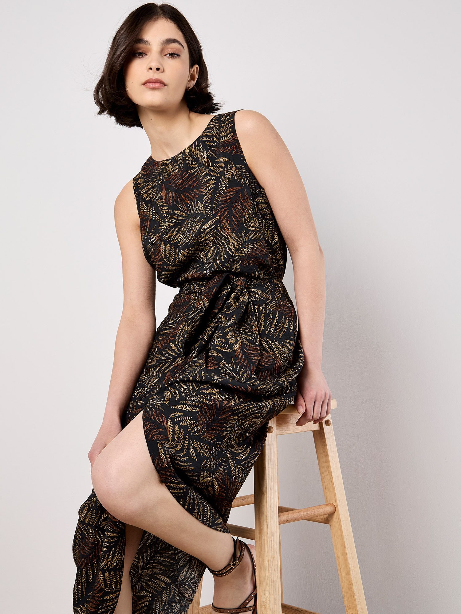 Apricot Midirock Midirock mit Batik-Blattmuster