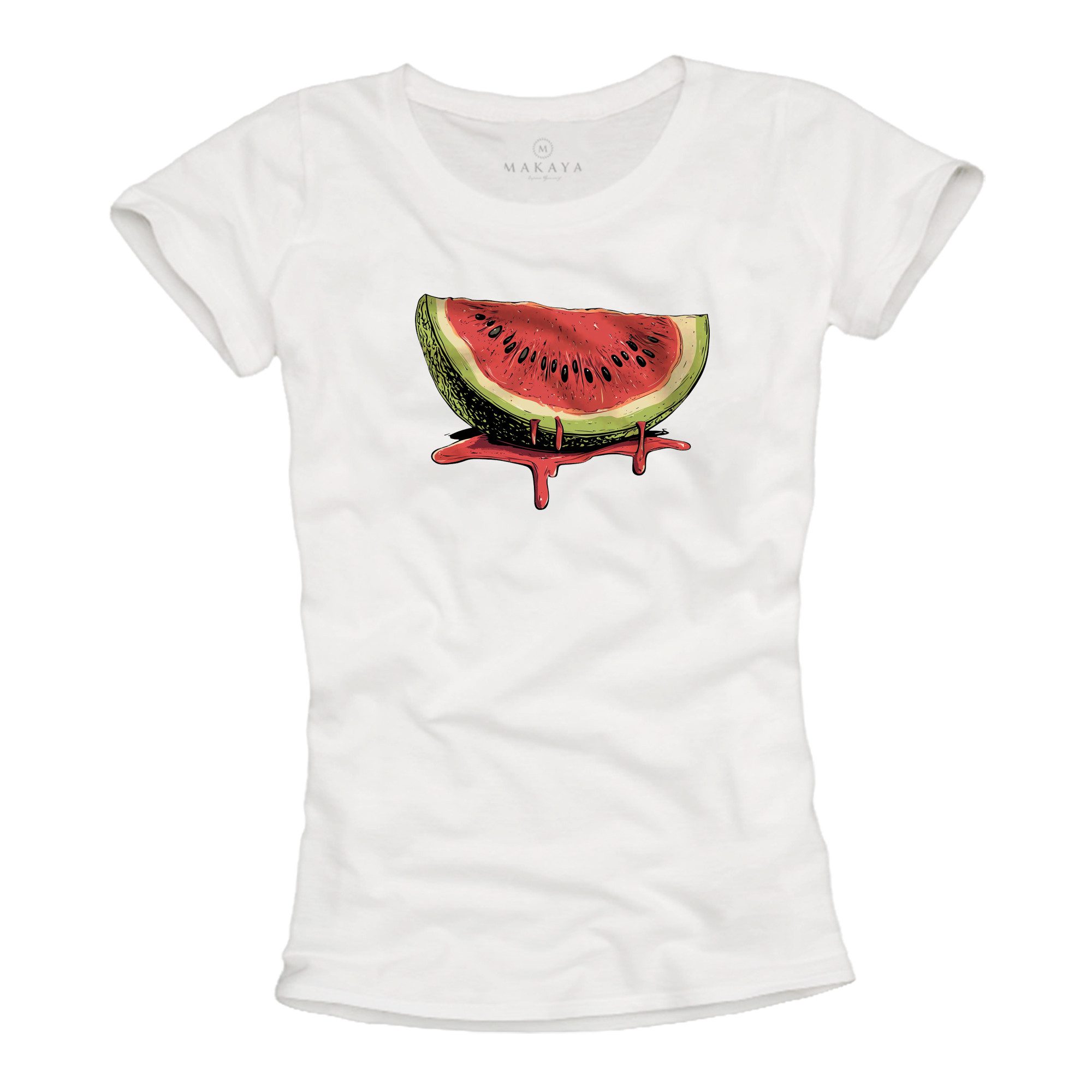 MAKAYA Print-Shirt Damen Kurzarm Früchte Top günstig online kaufen