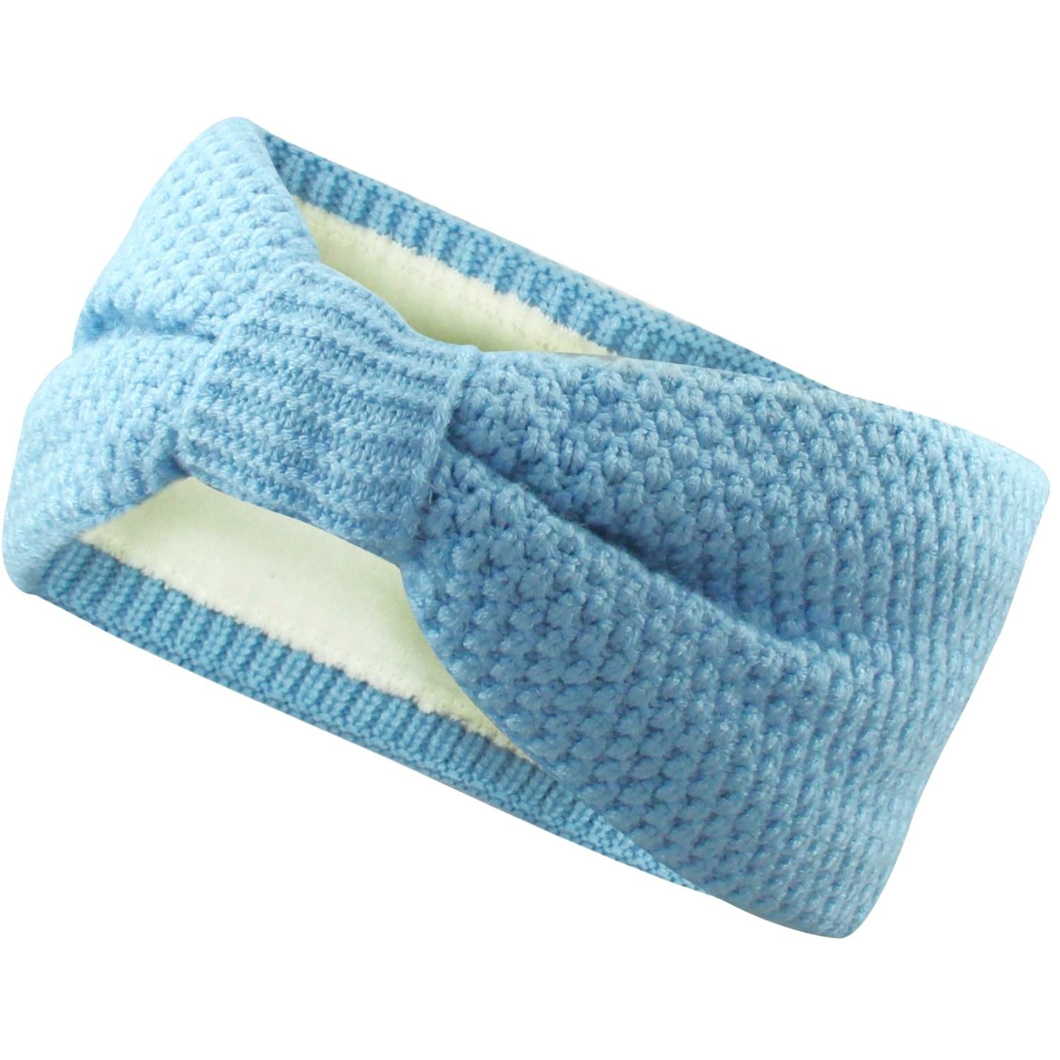 Frentree Stirnband Gefüttertes Haarband, Теплі навушники für Damen und Mädchen, Strickmuster mit Schleife und weichem Fleece Innenfutter