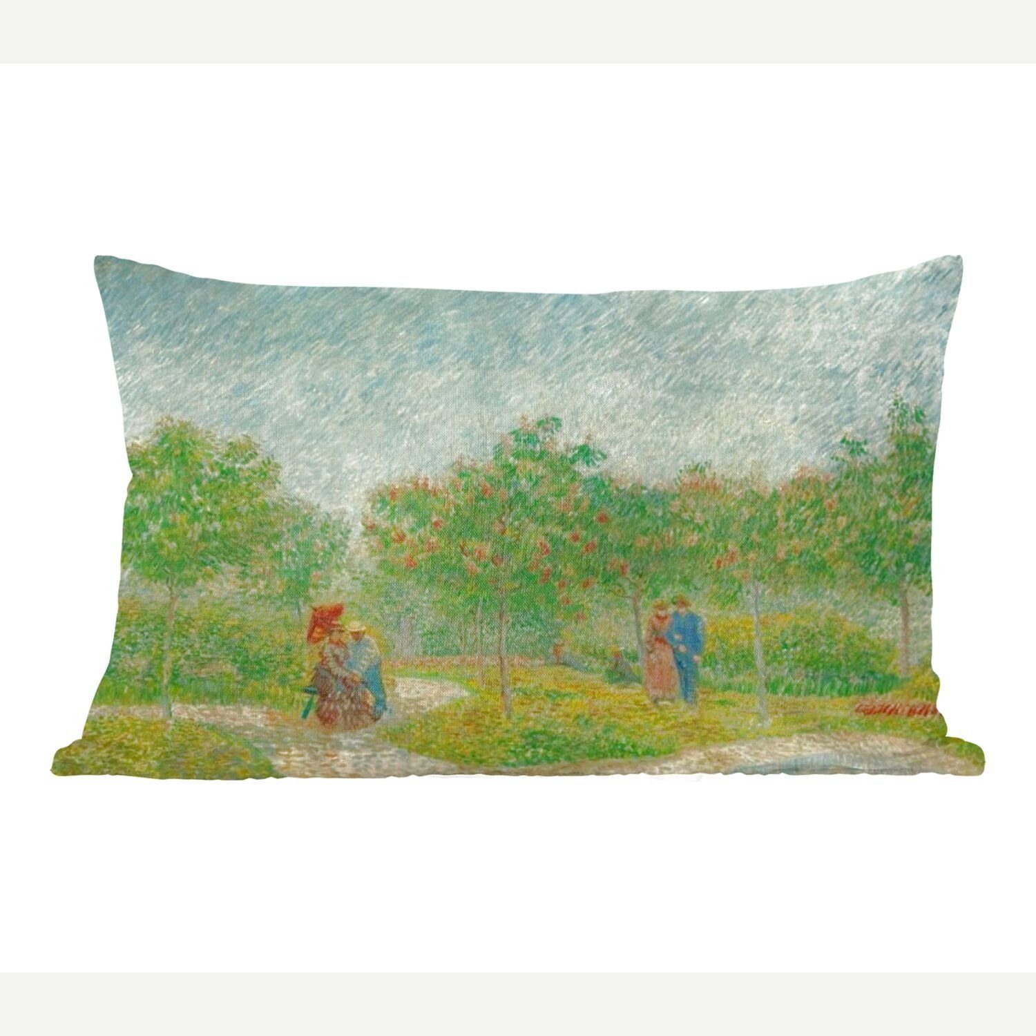 MuchoWow Dekokissen Garten mit Liebenden - Vincent van Gogh, Wohzimmer Dekoration, Zierkissen, Dekokissen mit Füllung, Schlafzimmer