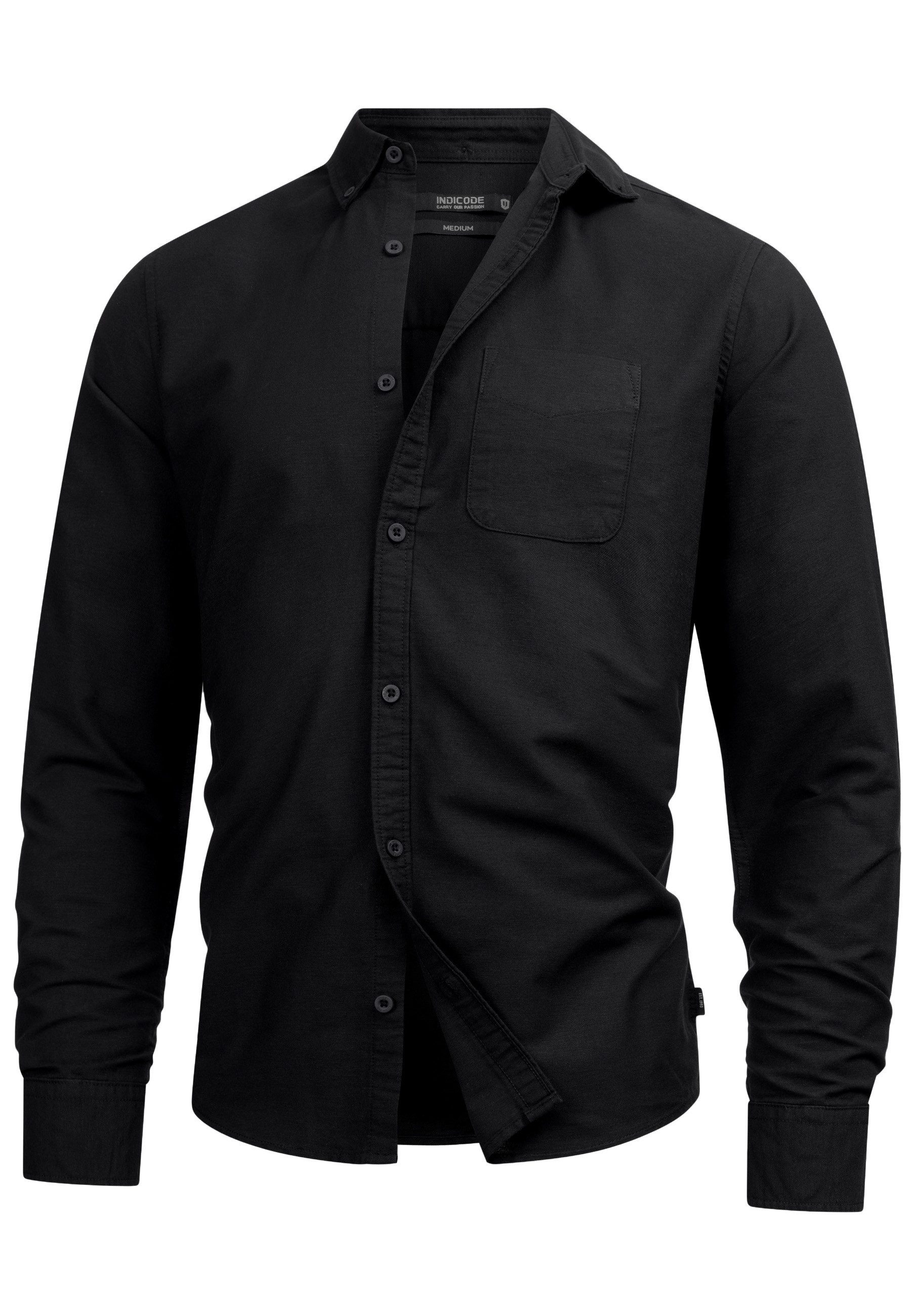 Indicode Langarmhemd Herren Kepner Herrenhemd Langarm mit Button-Down-Krage günstig online kaufen