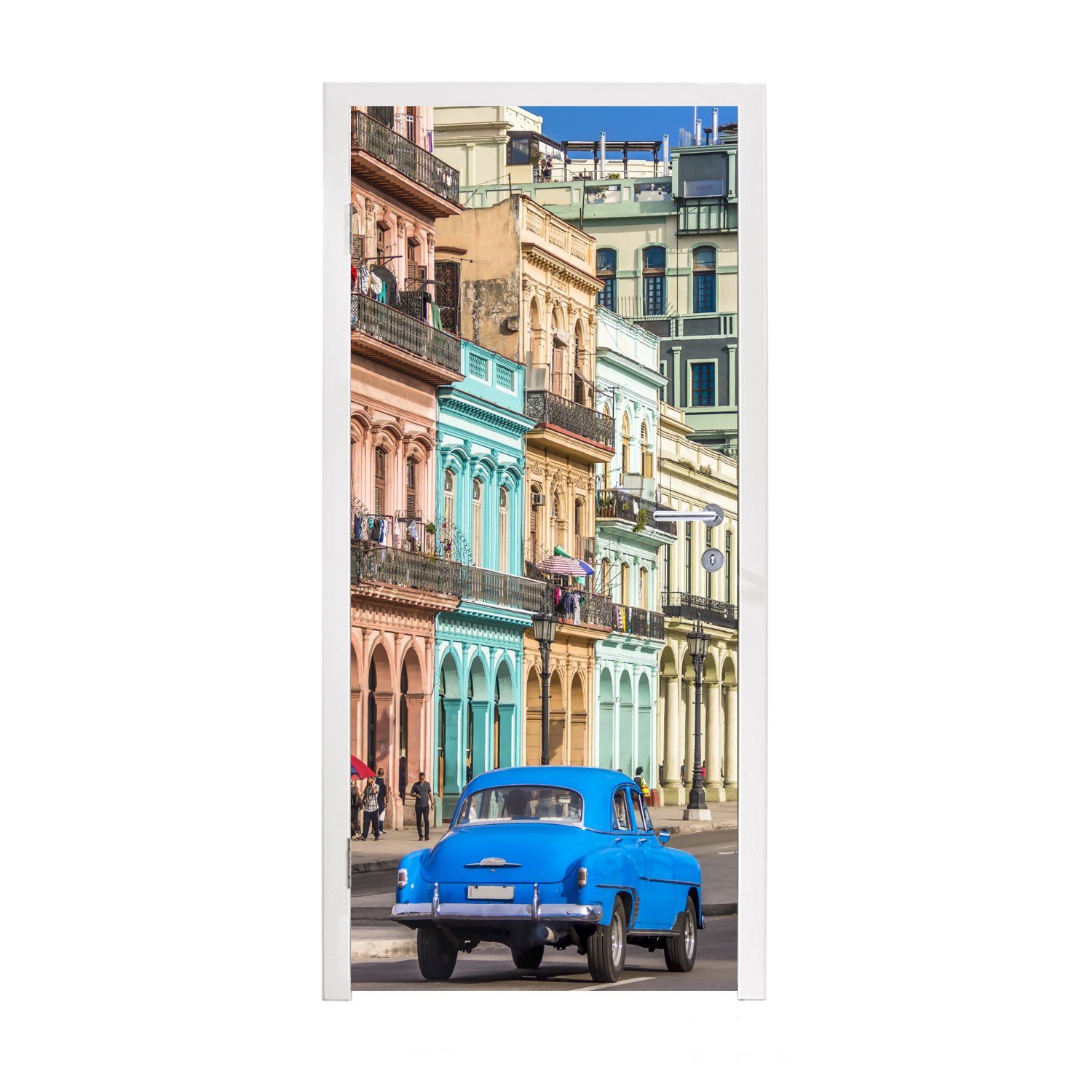 MuchoWow Kuba in Nordamerika, Tür, Fototapete für spanische Architektur cm Farbenfrohe Türtapete Matt, 75x205 bedruckt, bei (1 St), Türaufkleber,