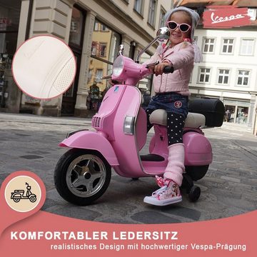 Actionbikes Motors Elektro-Kinderroller Kinder Elektroroller Piaggio Vespa PX150 Kindermotorrad, Belastbarkeit 35 kg, (2-tlg), Kinder Elektro Roller - Stützräder - Bremsautomatik - 2x12 V Motoren