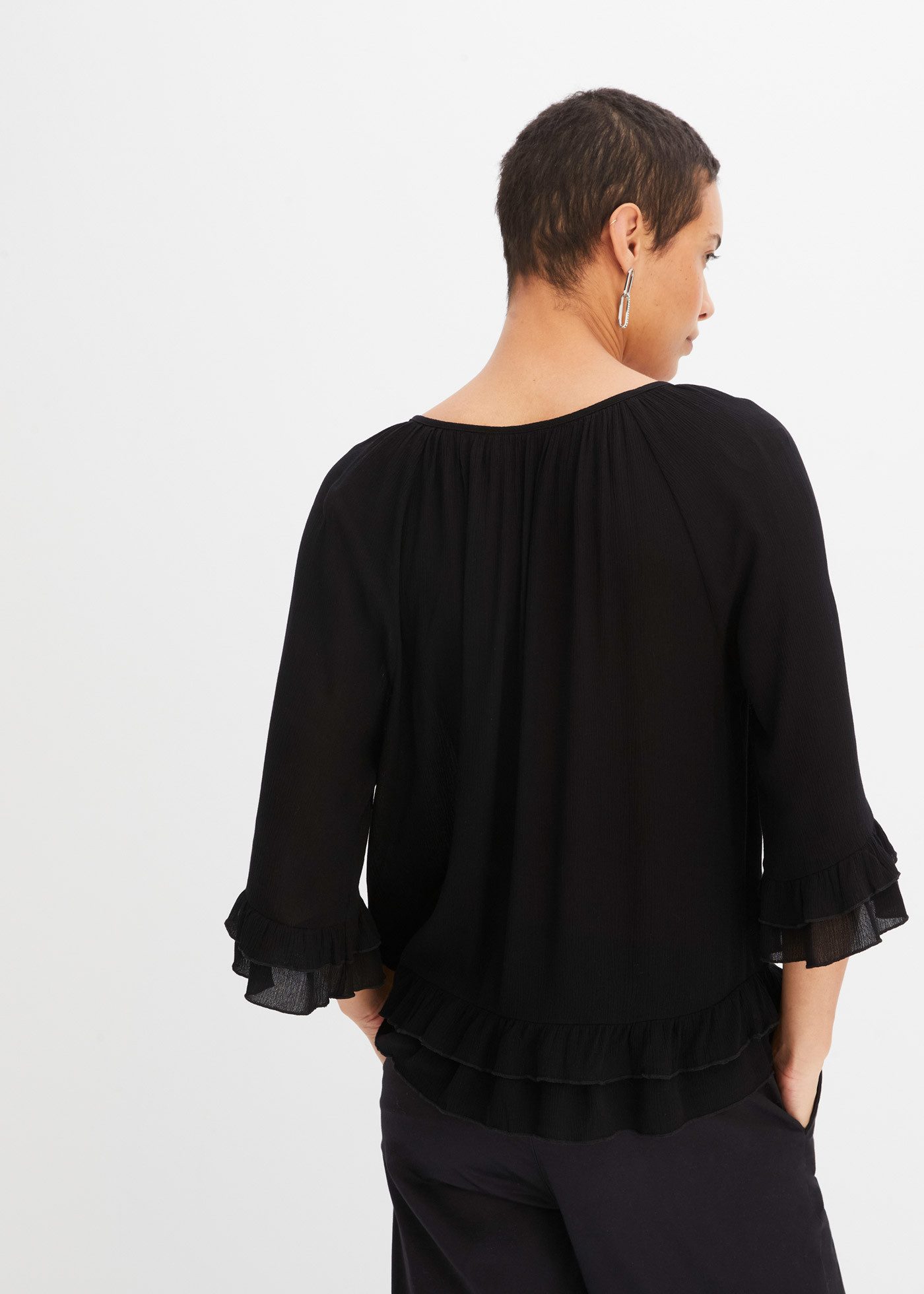 bonprix Tunika (1-tlg) A-Linien-Passform, mit 3/4-Ärmeln, gleichfarbige Stickerei