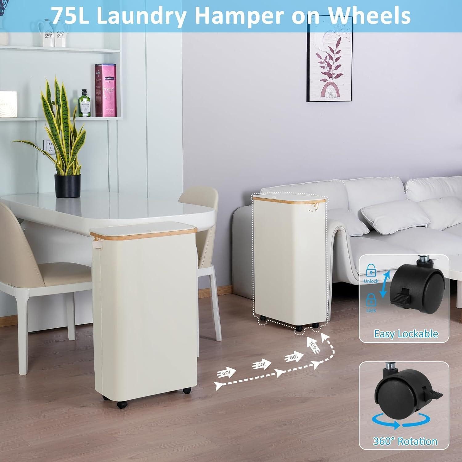 LuxusKollektion Wäschekorb Wäschekorb mit Rollen 75L günstig online kaufen